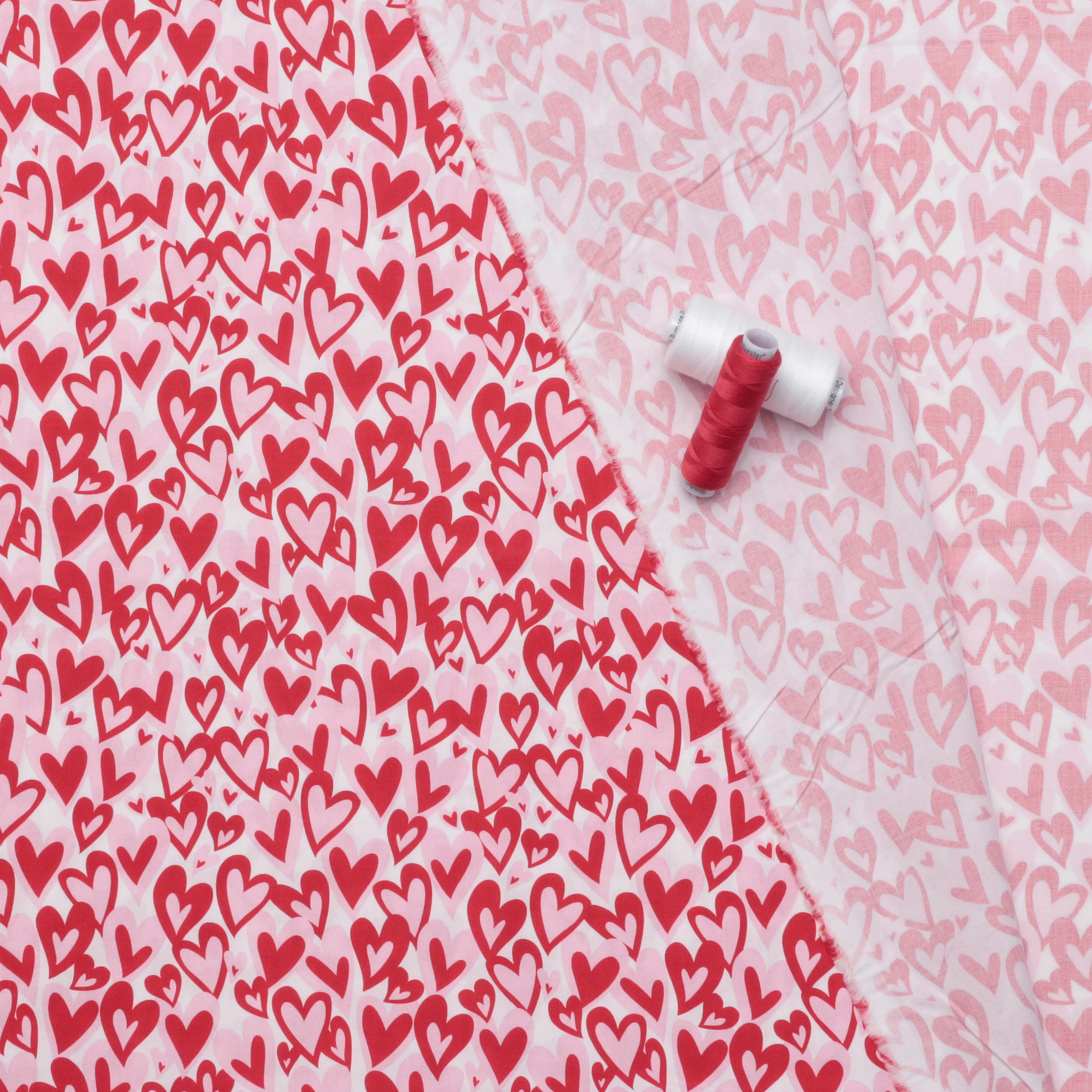 Benartex - Cotton - Love You Fur Ever - Hearts Forever - White Red - Image 3