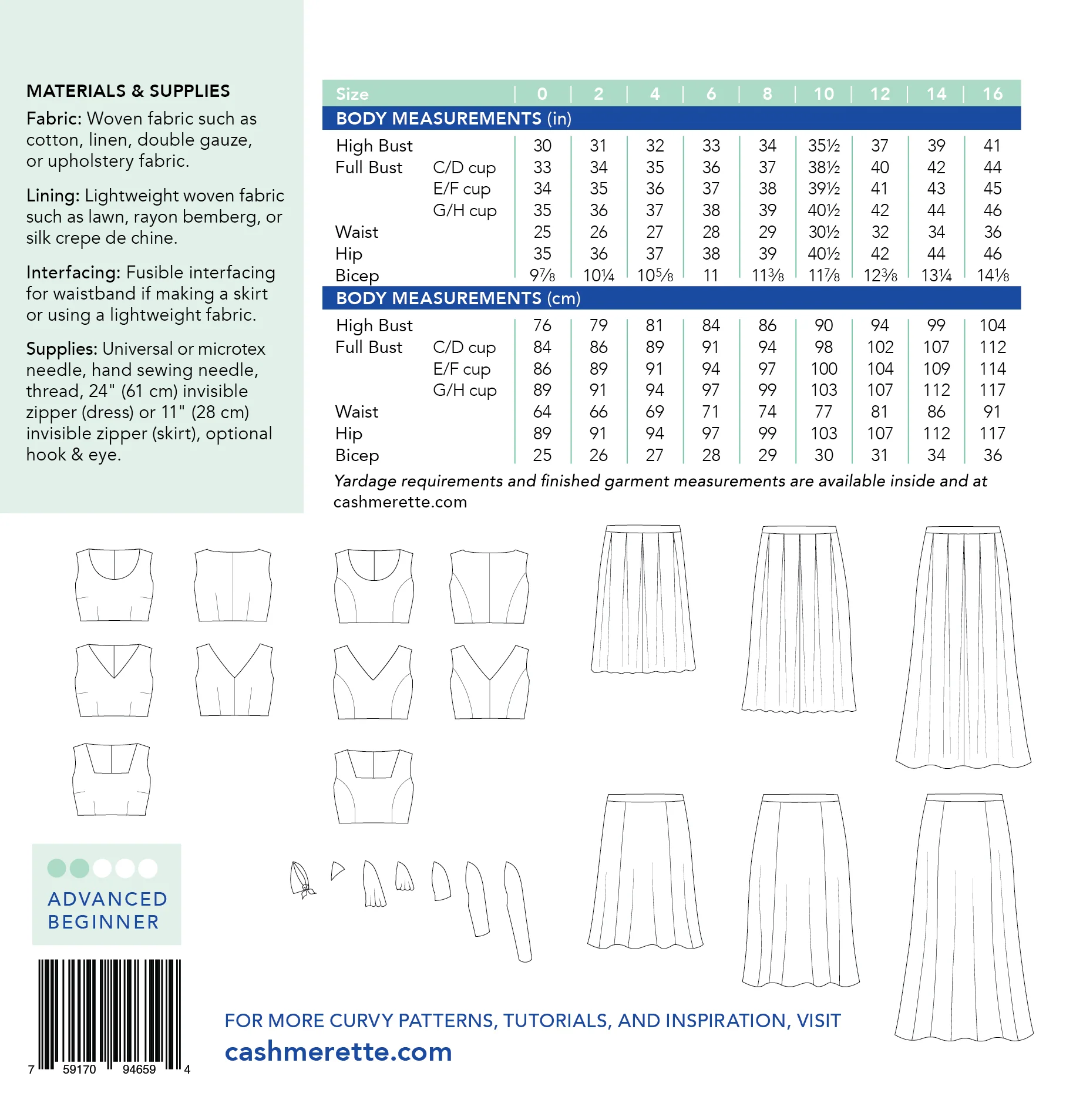 Cashmerette - Upton Dress & Skirt - 0-16 - Expansion Pack - Image 17