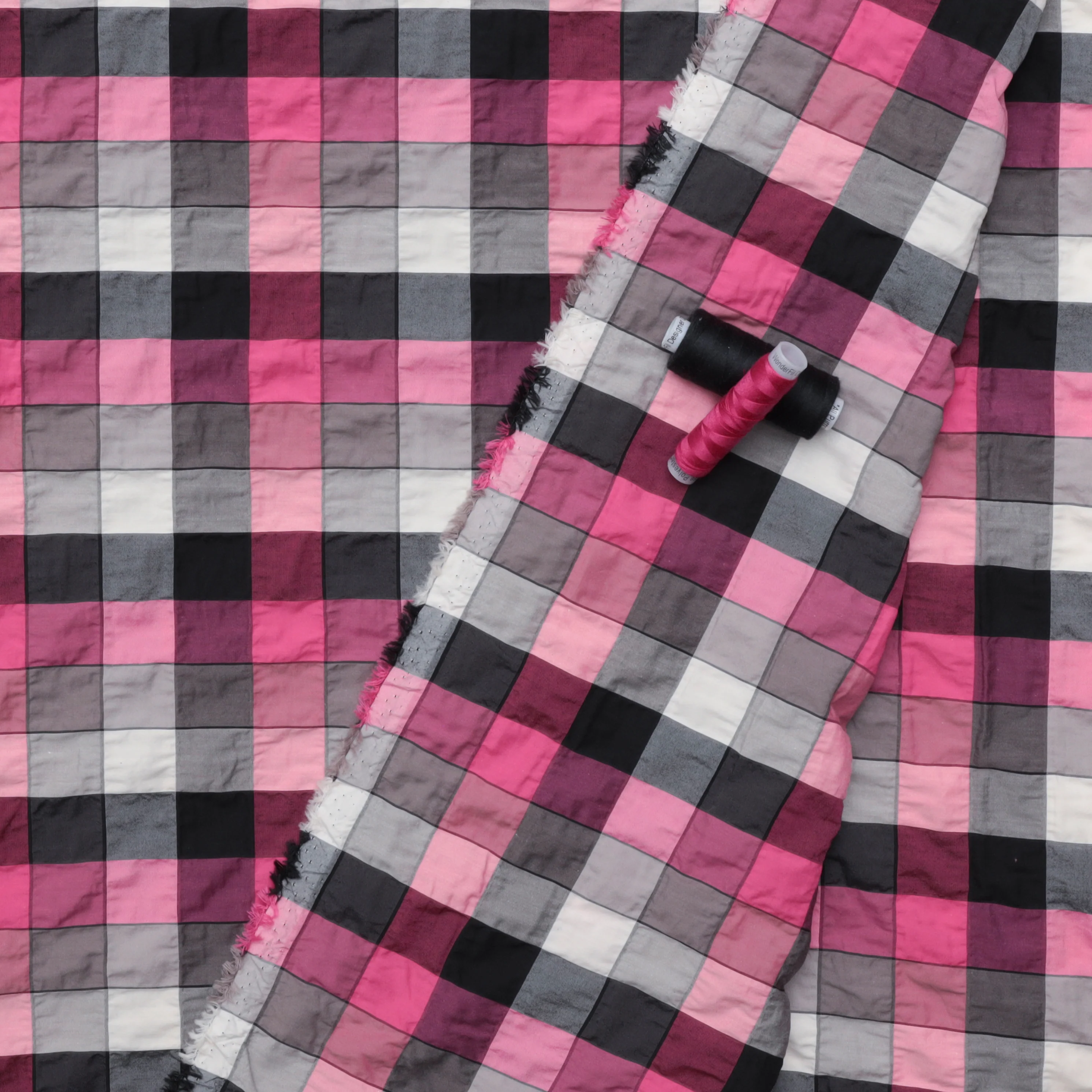 Cotton Blend - Pucker Plaid - Fuschia - Image 3