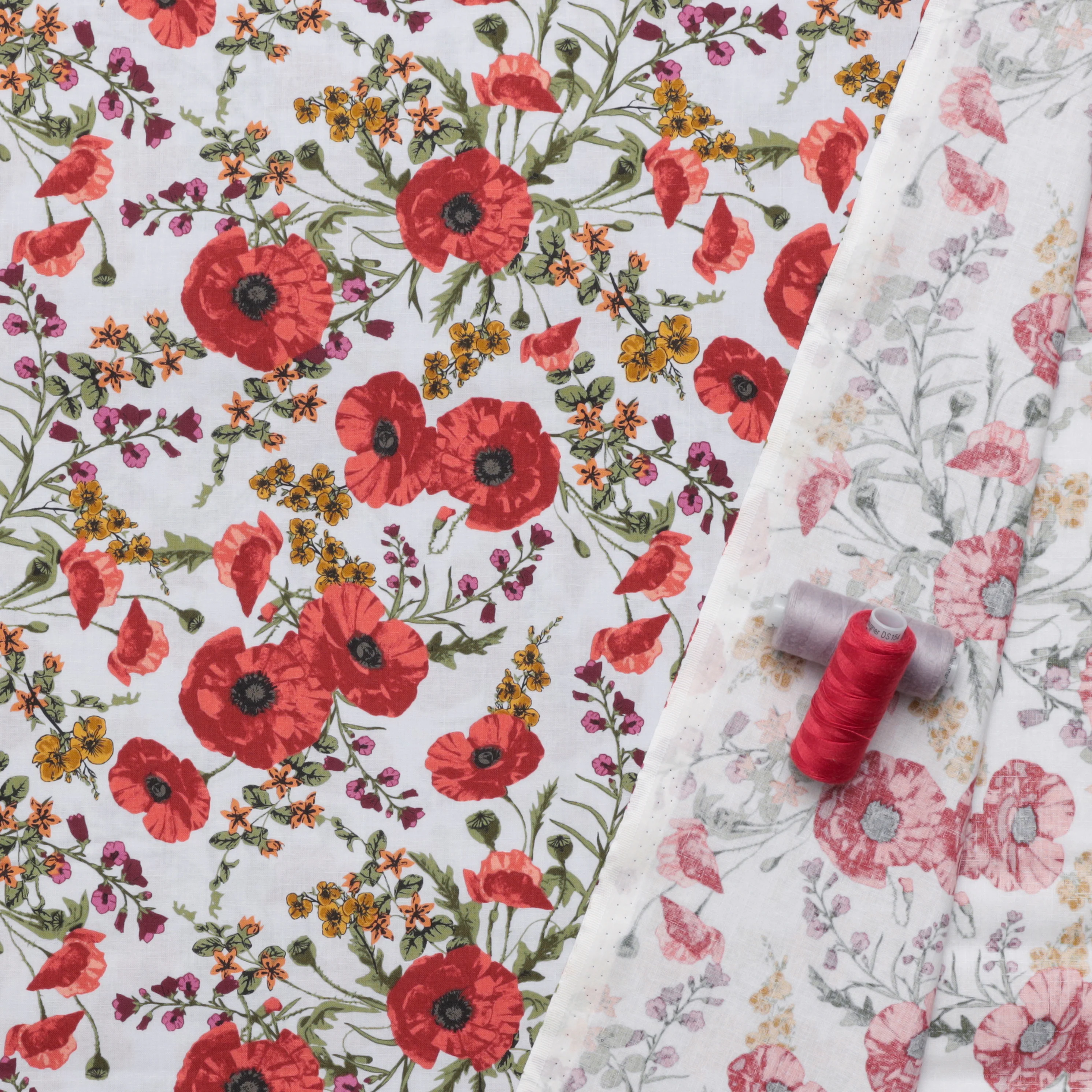 Cotton - Ode To Poppies - Common Red - Image 3