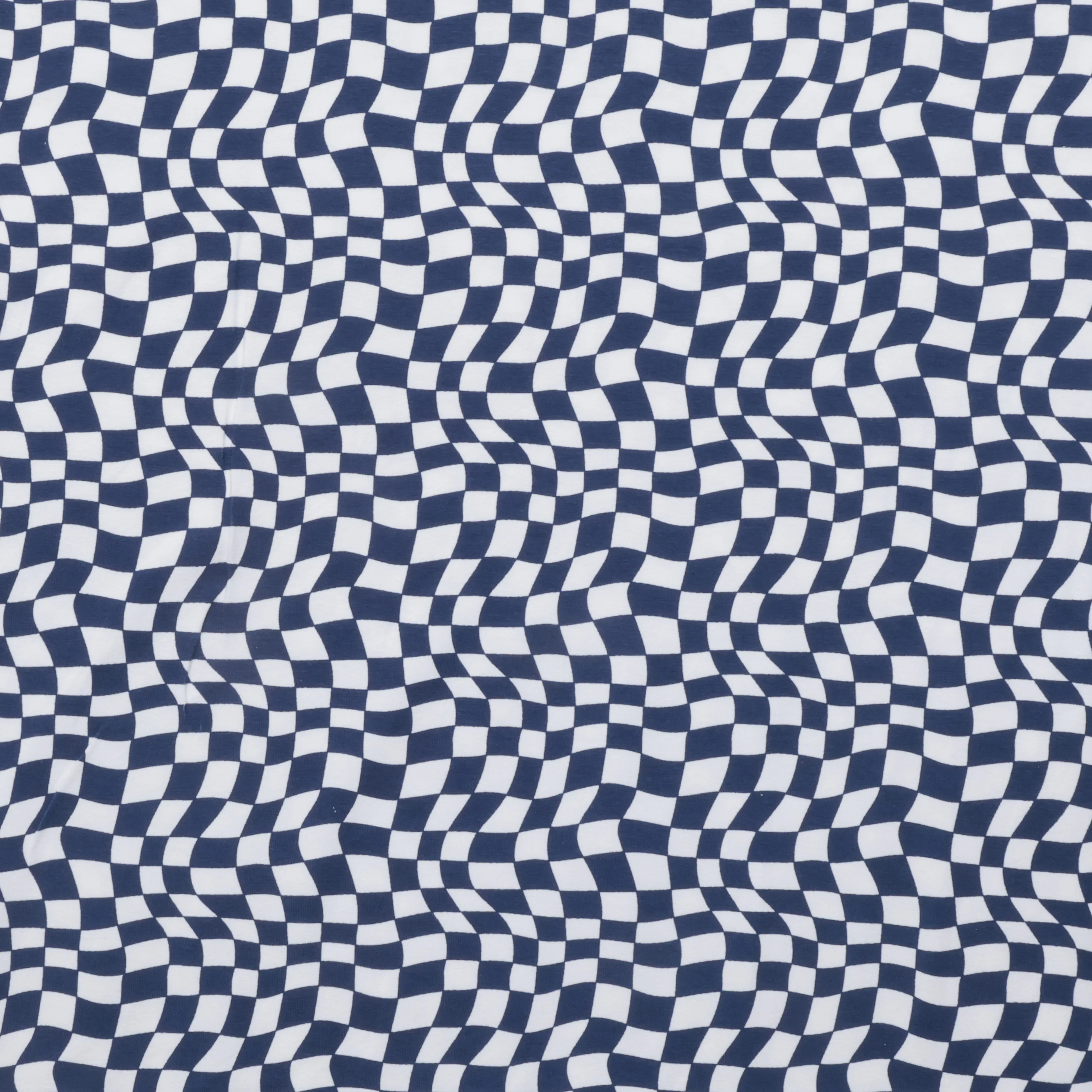 Cotton - Printed Jersey - Wavy Checkered Navy - Image 2