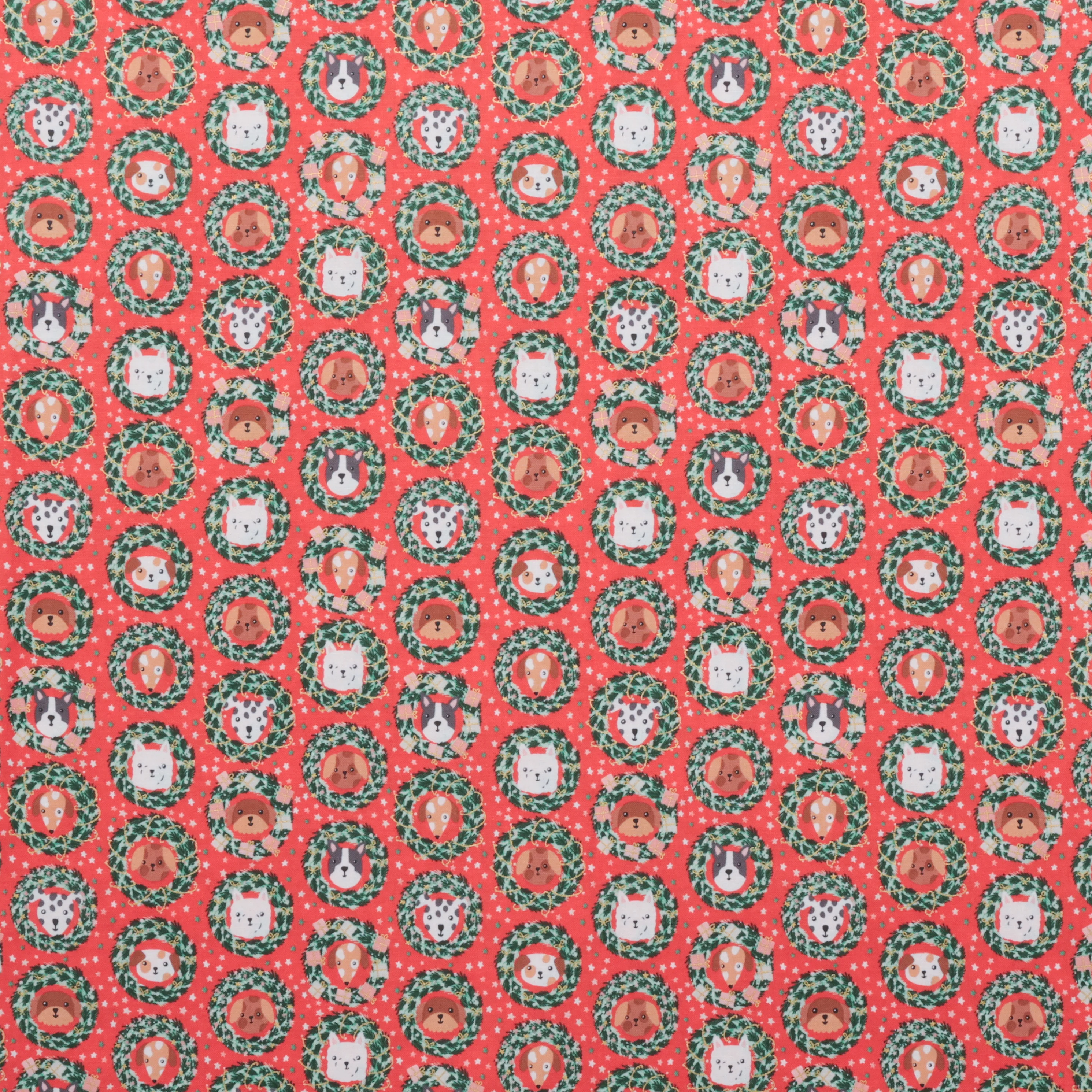Cotton + Steel - Cotton - Merry Pawmas - Bark And Bough - Red - Image 2