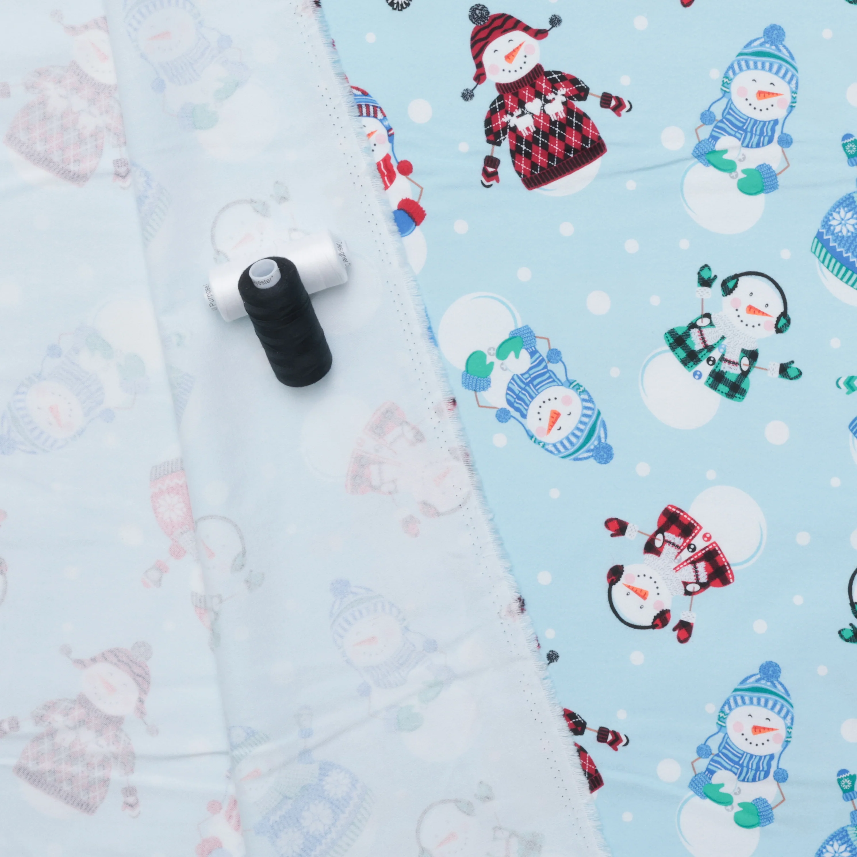 Kanvas Studio - Flannel - Winter Wonders - Happy Snowmen - Light Blue - Image 3