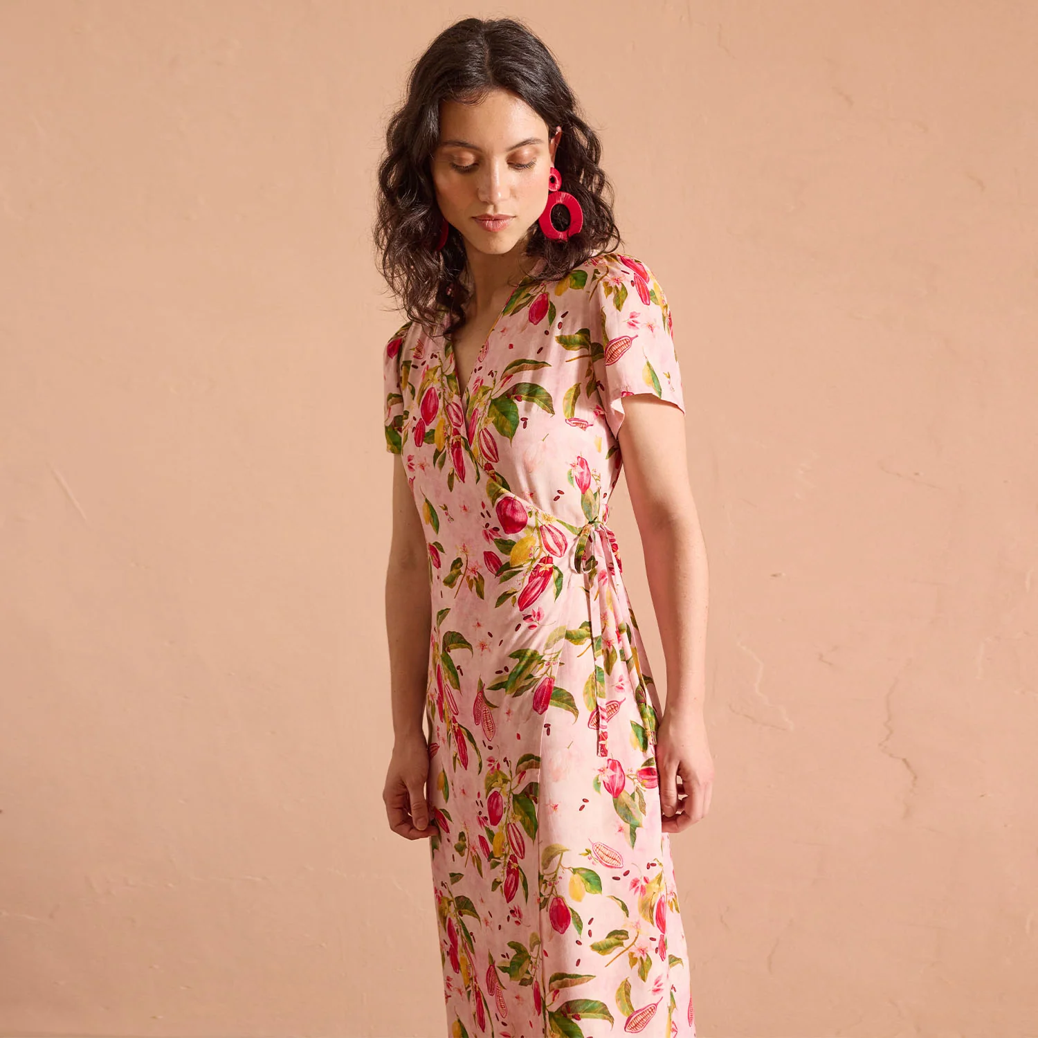 Katia - Rayon - Challis Print - Cocoa Fruit - Image 4
