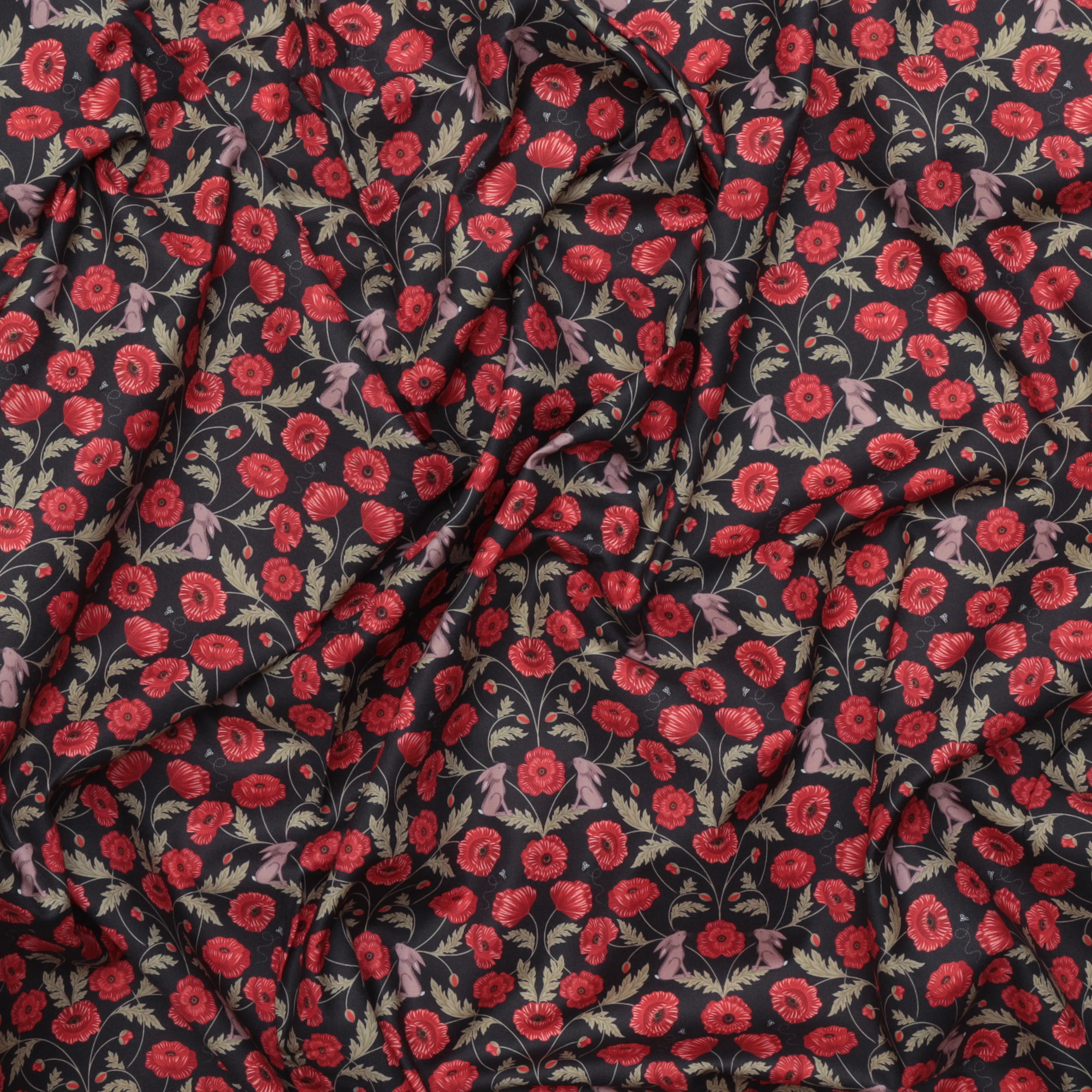 Lewis & Irene - Cotton - Poppies - Poppies and Hare - Dark