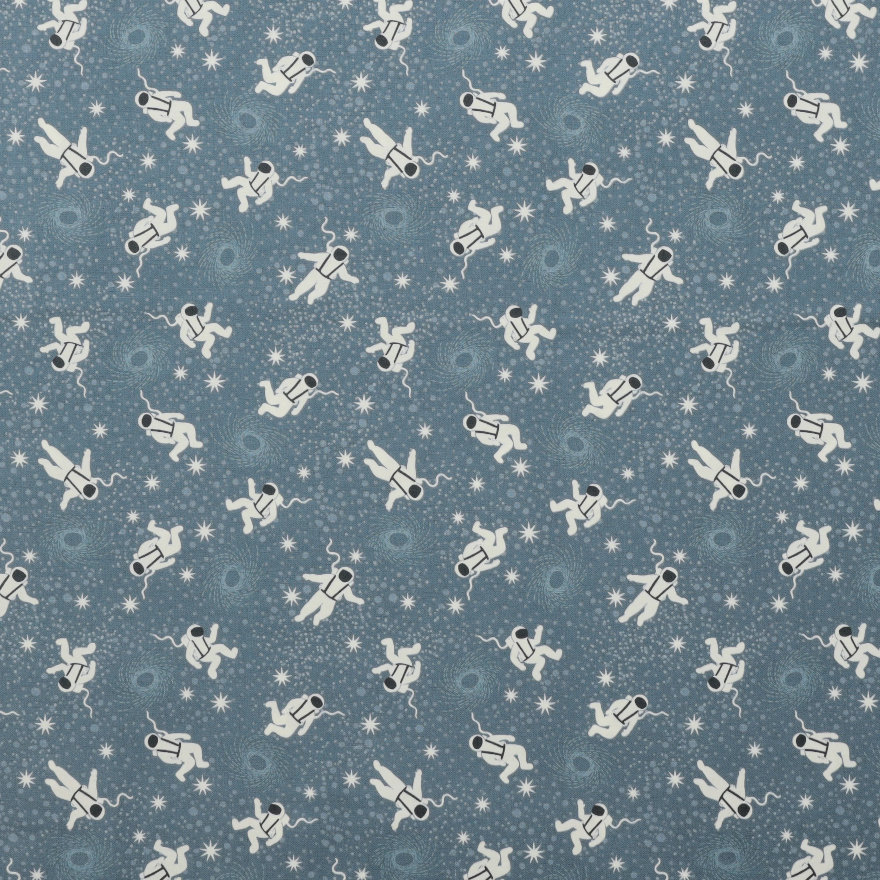 Lewis & Irene - Cotton - Space Glow - Astronauts - Grey Blue - Image 3