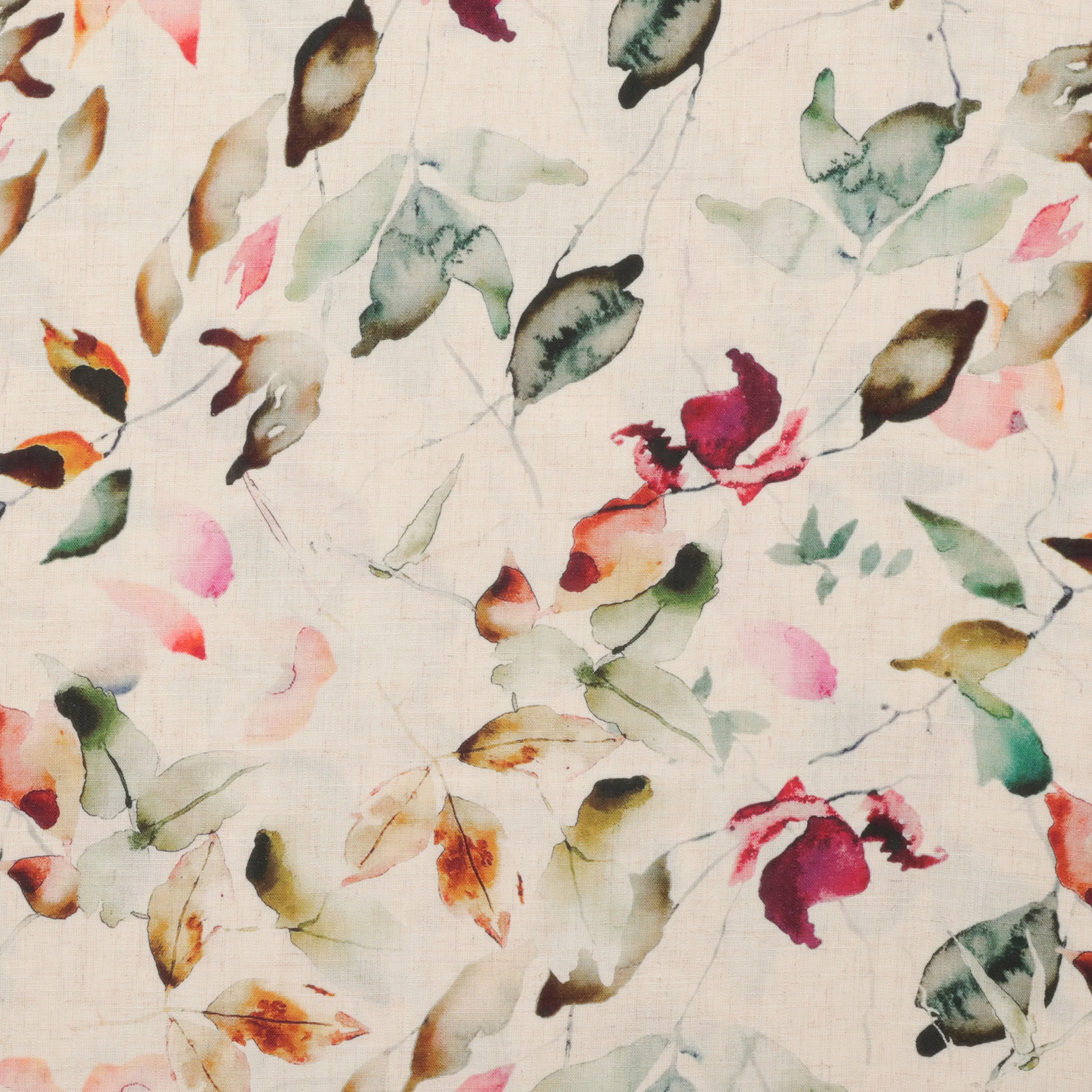 Linen Blend - Laurel Print - Natural Sage Pink - Image 2