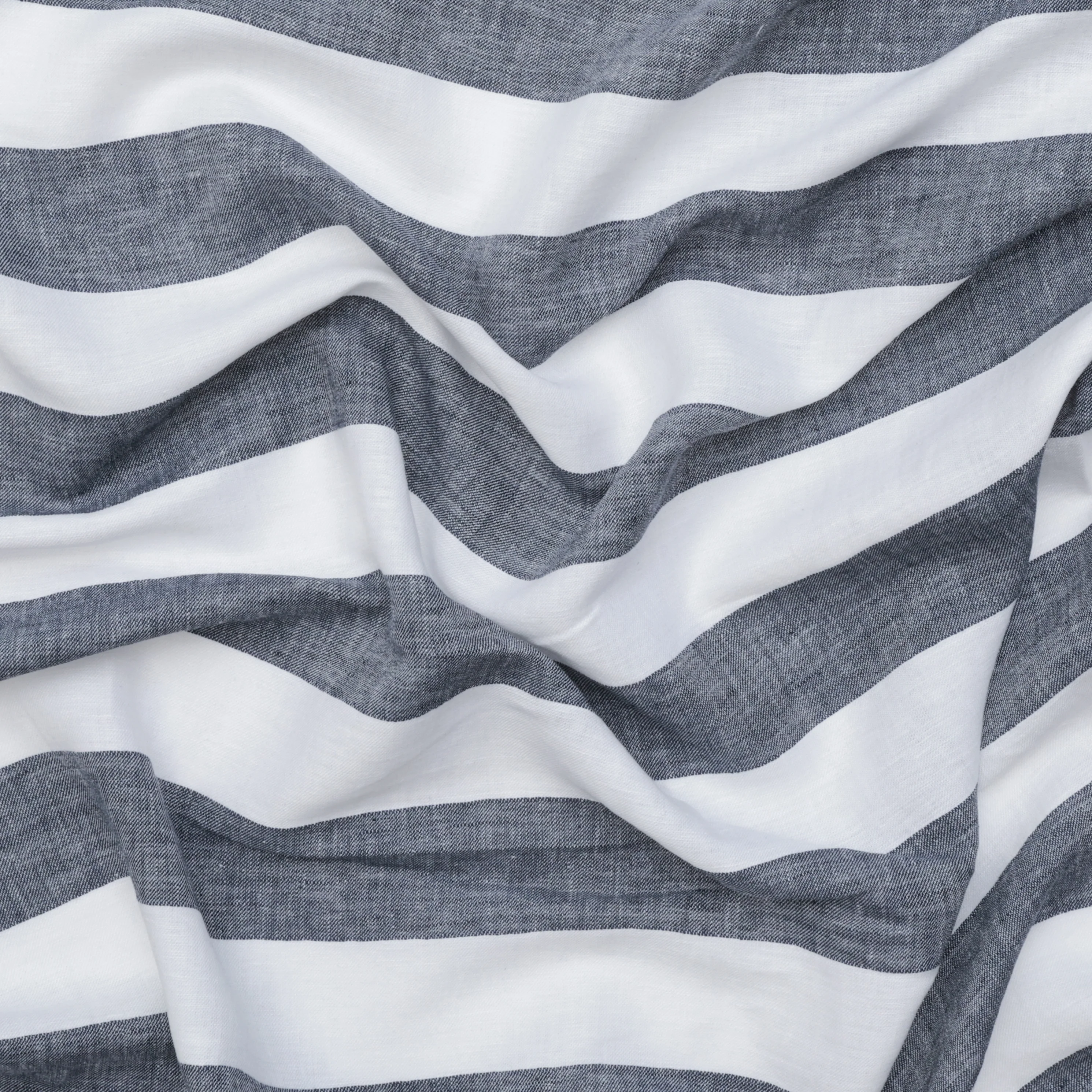 Linen Blend - Utopia - Wide Stripe - Navy White