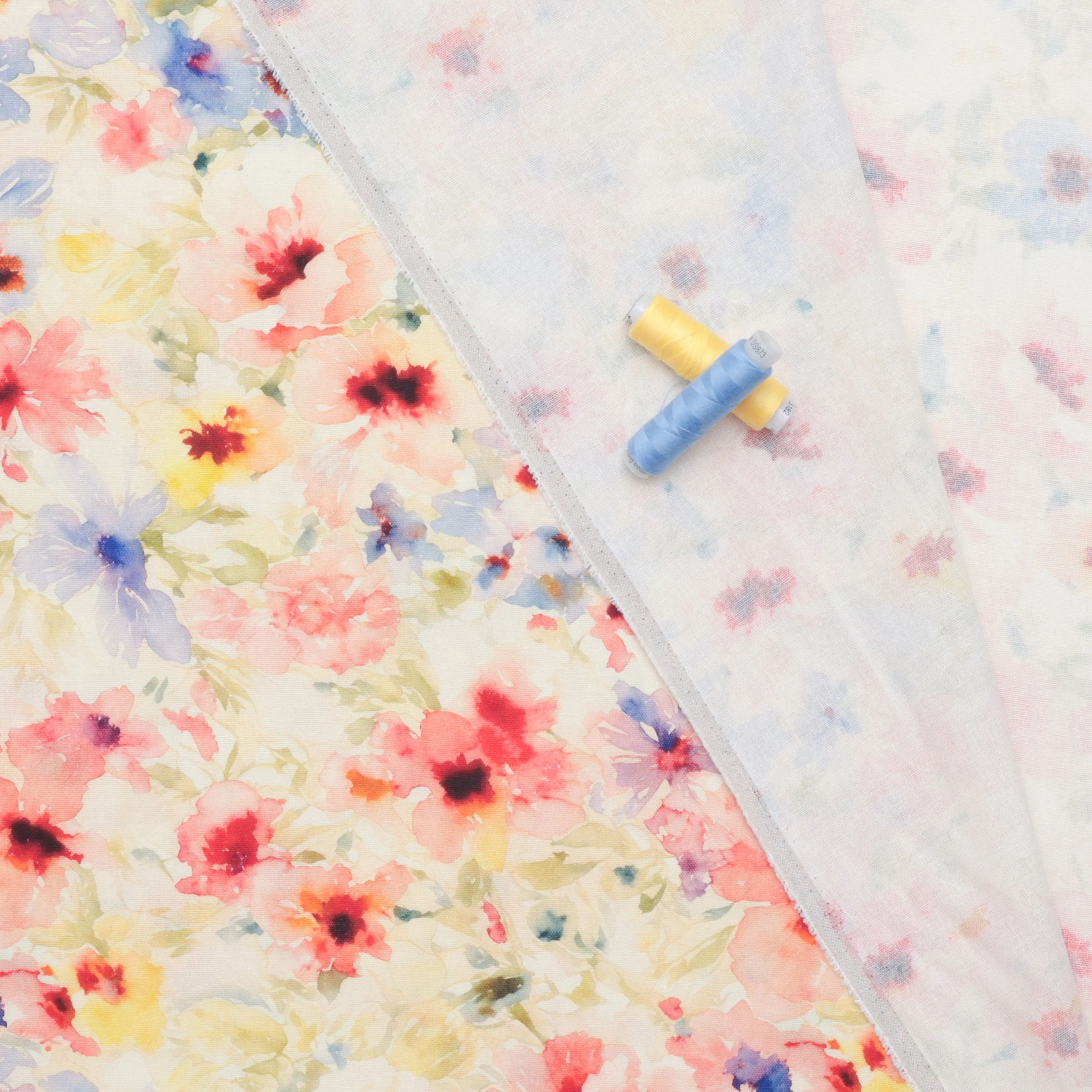 Linen Slub - Digital Print - Yellow Red Purple - Image 3