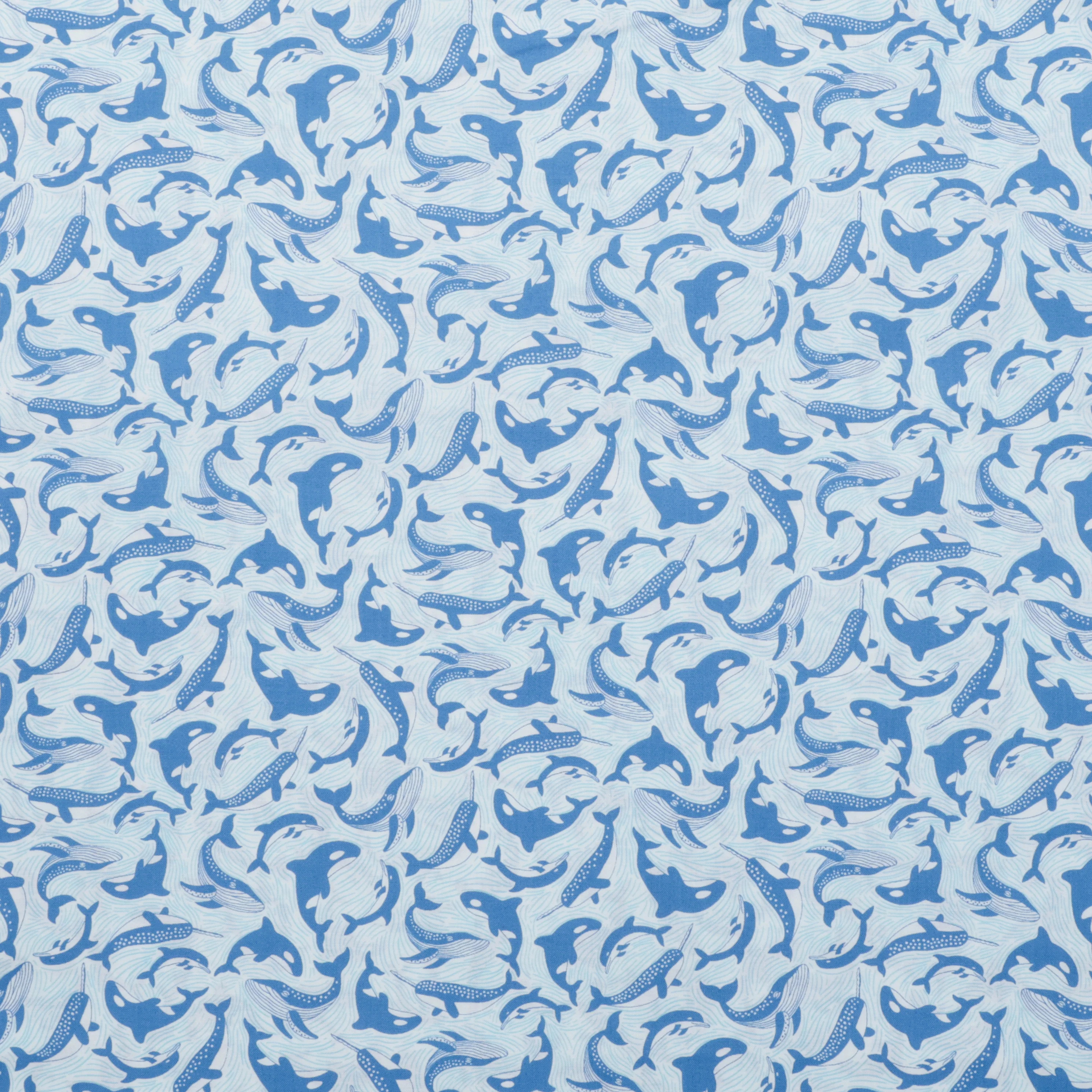 Makower UK - Cotton - Deep Blue Sea - Sea Fins & Tails - White - Image 2