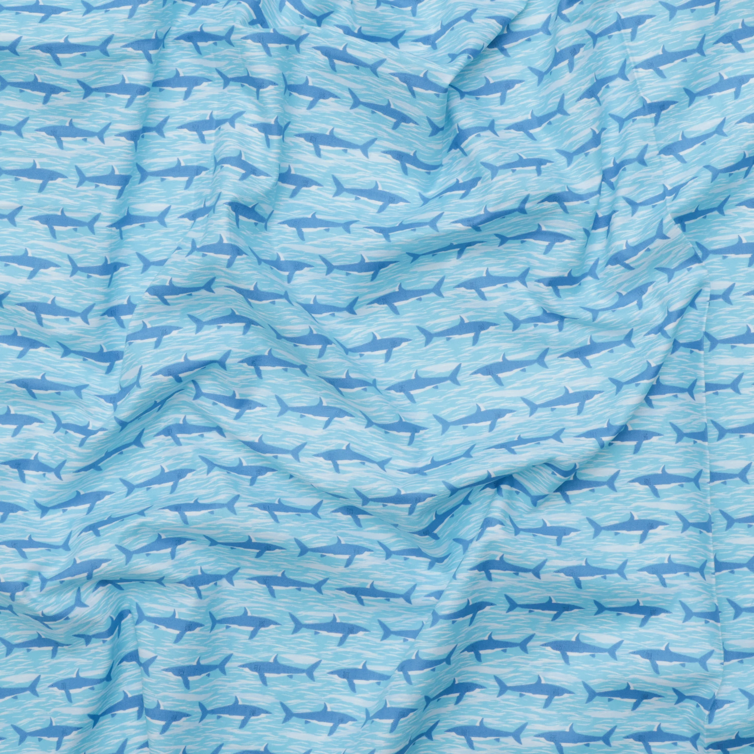 Makower UK - Cotton - Deep Blue Sea - Sea Sharks - Light Blue
