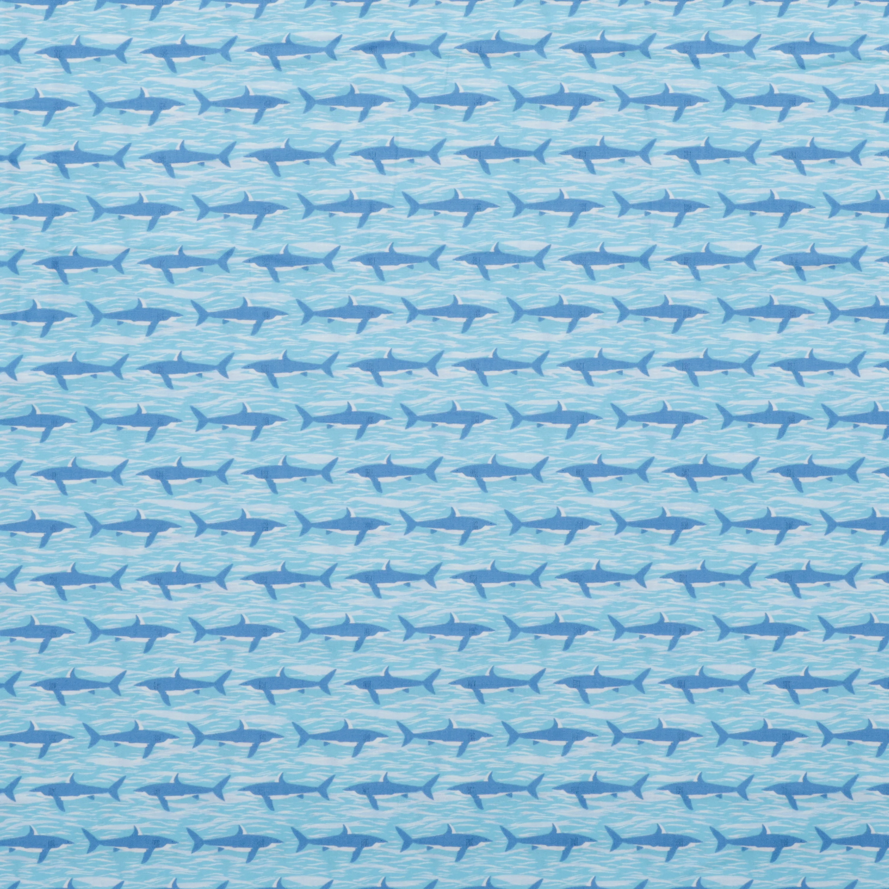 Makower UK - Cotton - Deep Blue Sea - Sea Sharks - Light Blue - Image 2