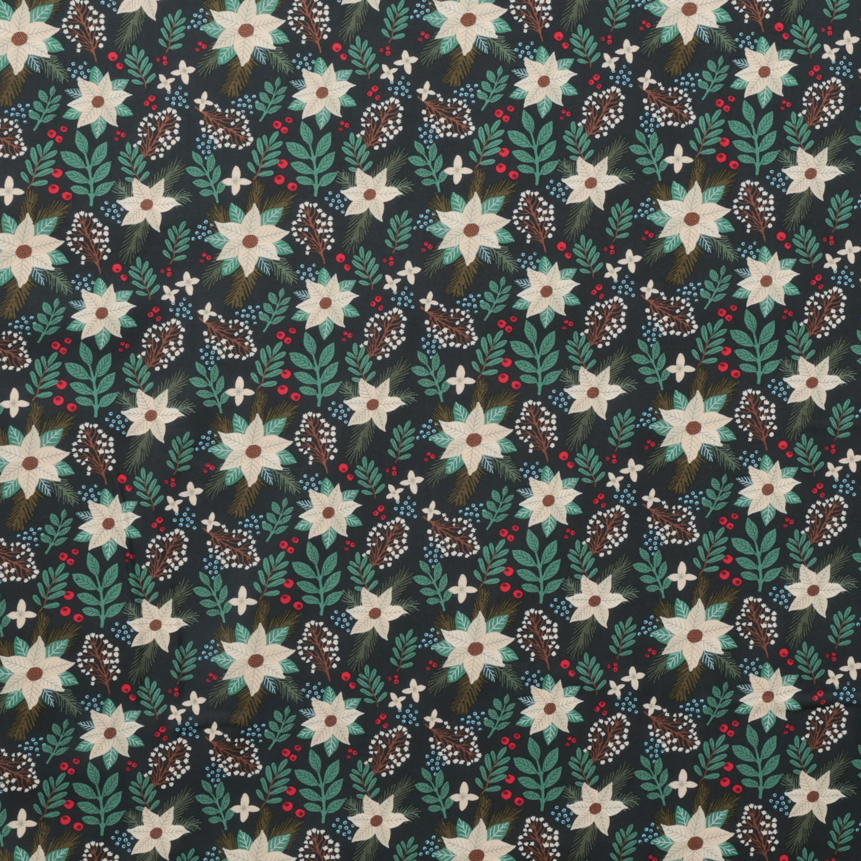 Mia Charro - Cotton - Christmas Cabin - Winter Floral - Green - Image 2