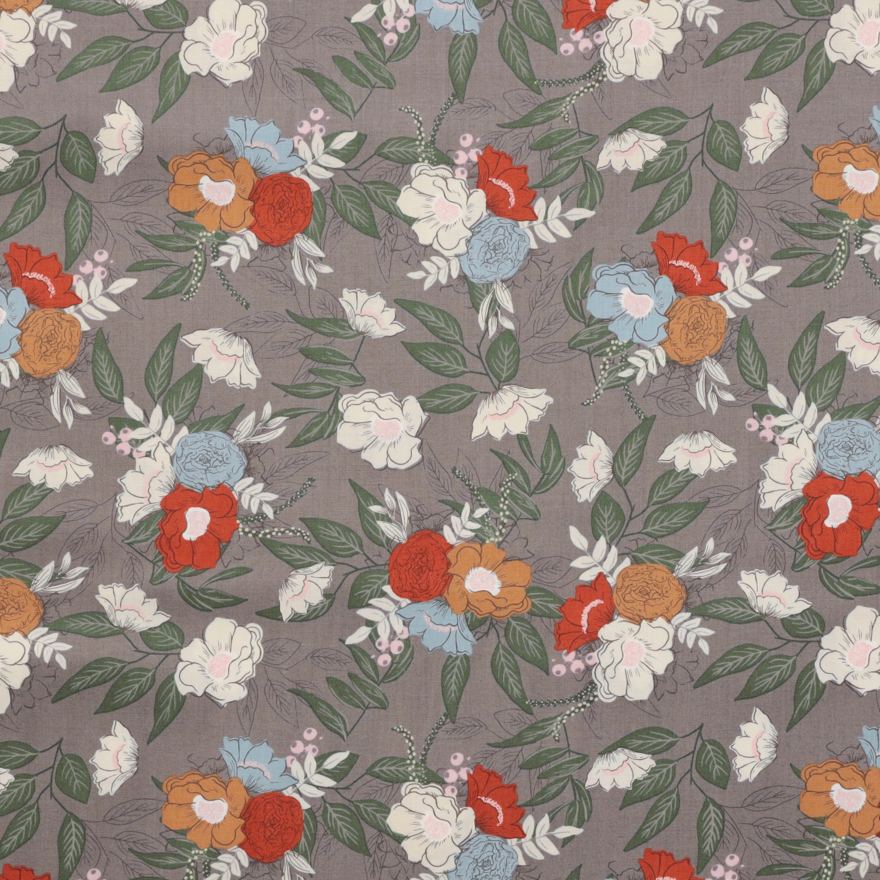Moda - Cotton - Slow Stroll - Bouquet - Walnut - Image 2