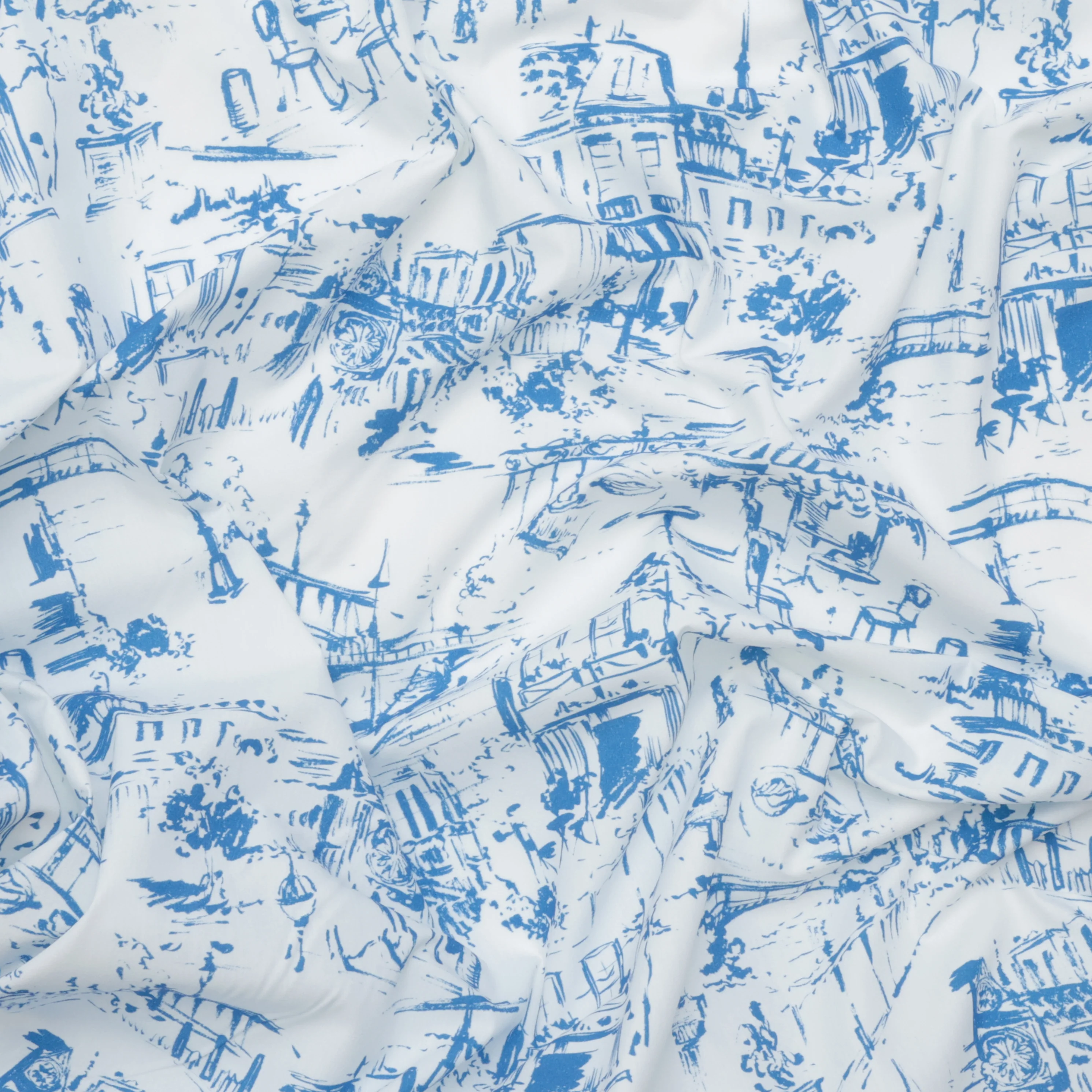 Organic Cotton - Nina Poplin Print - White Royal