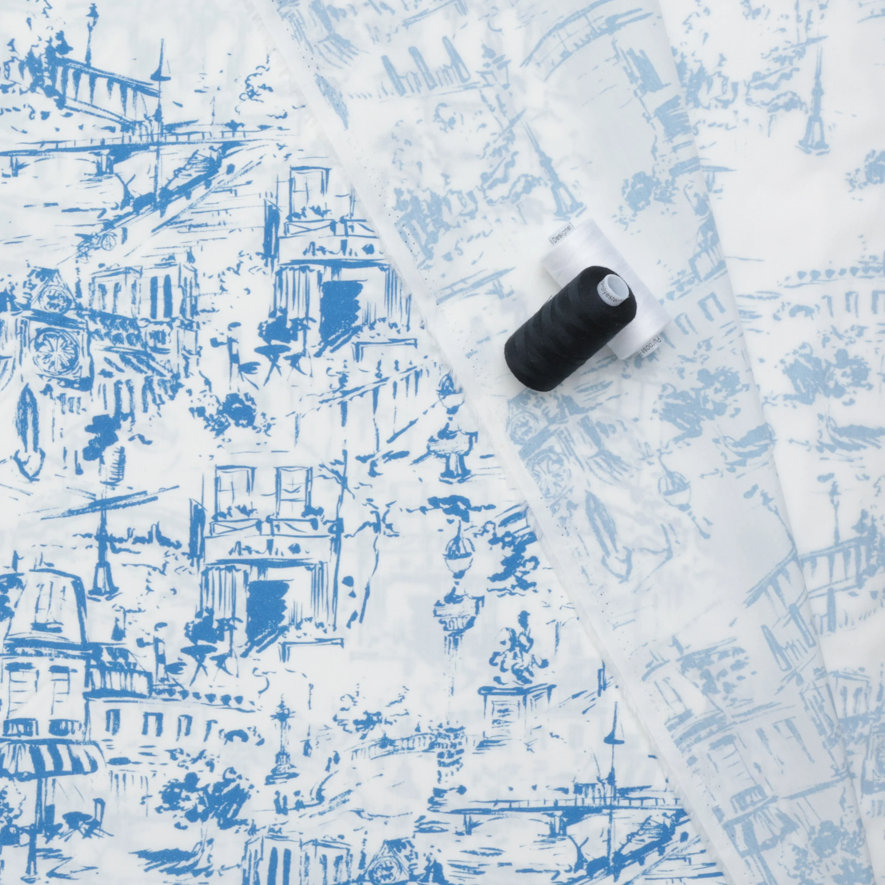 Organic Cotton - Nina Poplin Print - White Royal - Image 3