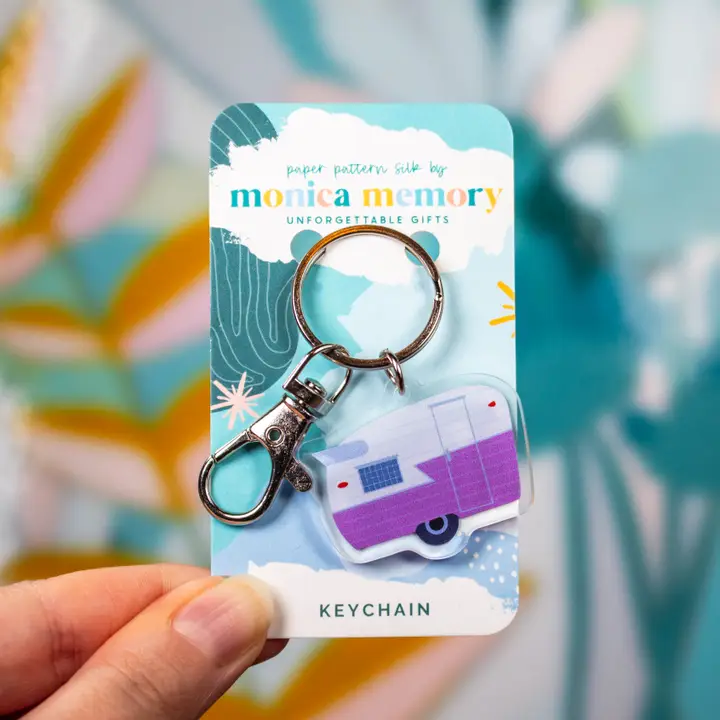 Paper Pattern Silk - Keychain - Purple Camper