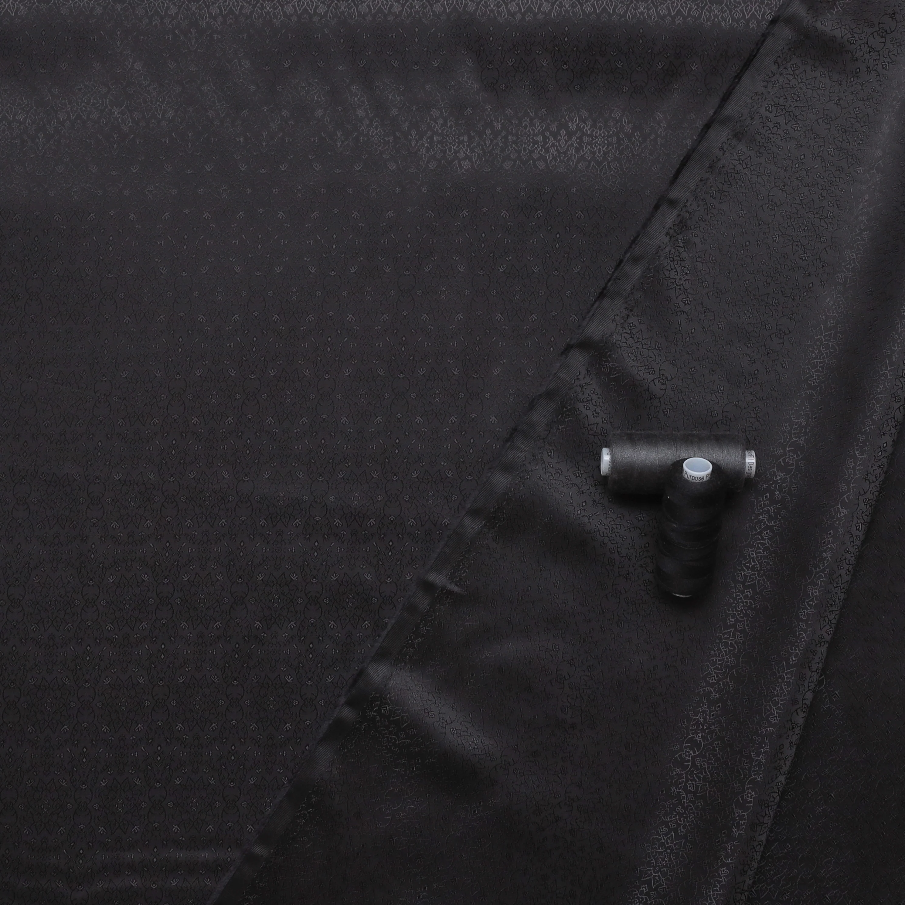 Poly Viscose - Lining - Brocade - Black - Image 3