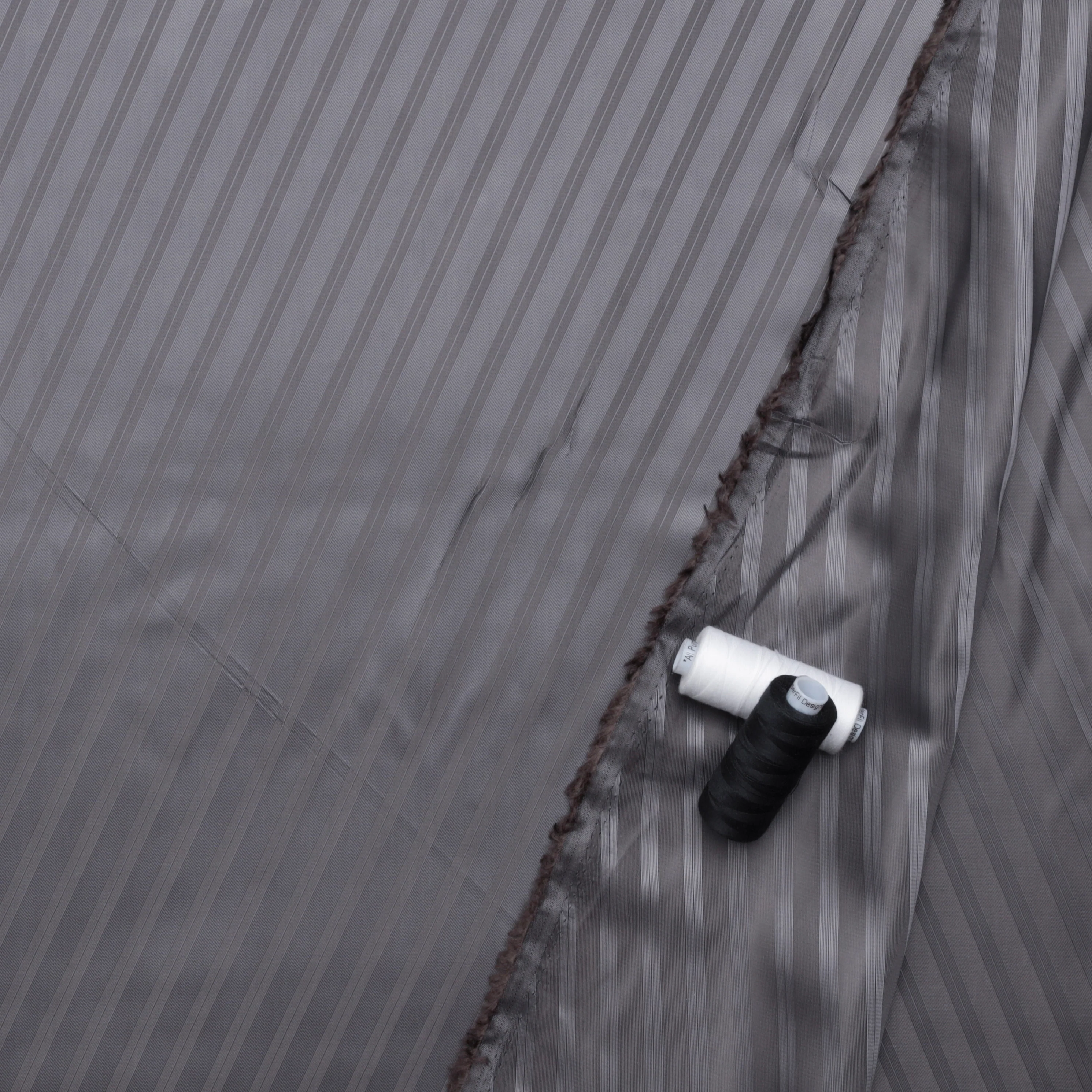 Poly Viscose Lining - Diagonal Stripe - Grey - Image 3