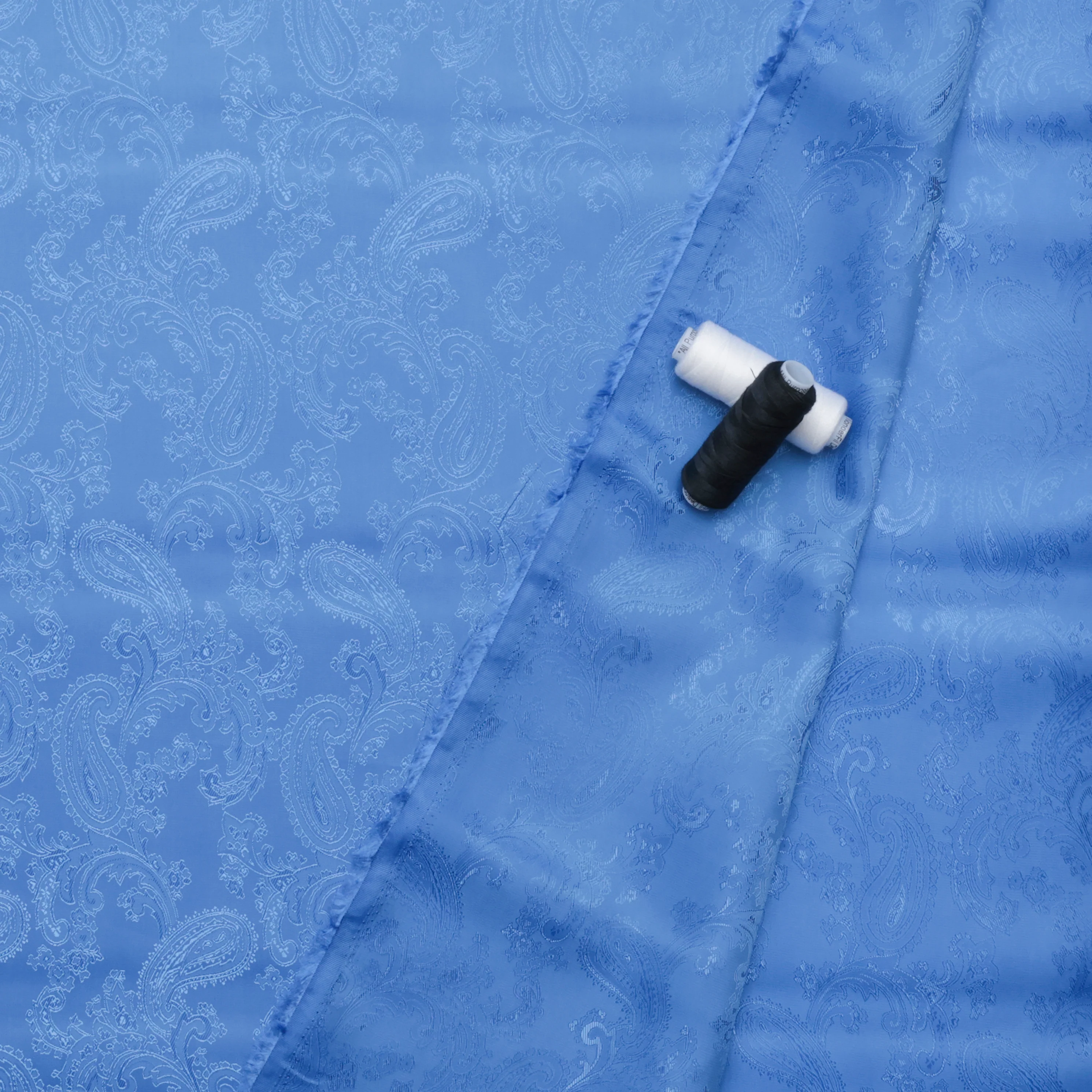 Poly Viscose - Lining - Paisley - Bright Blue - Image 3