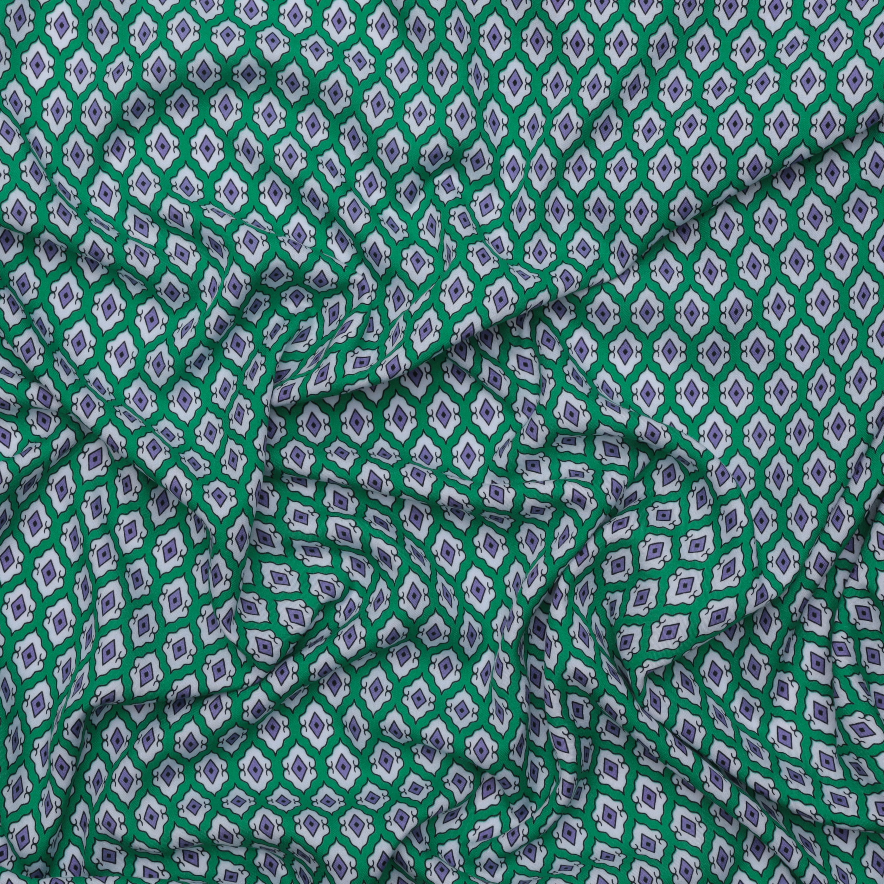 Rayon - Challis Print - Geometric - Green