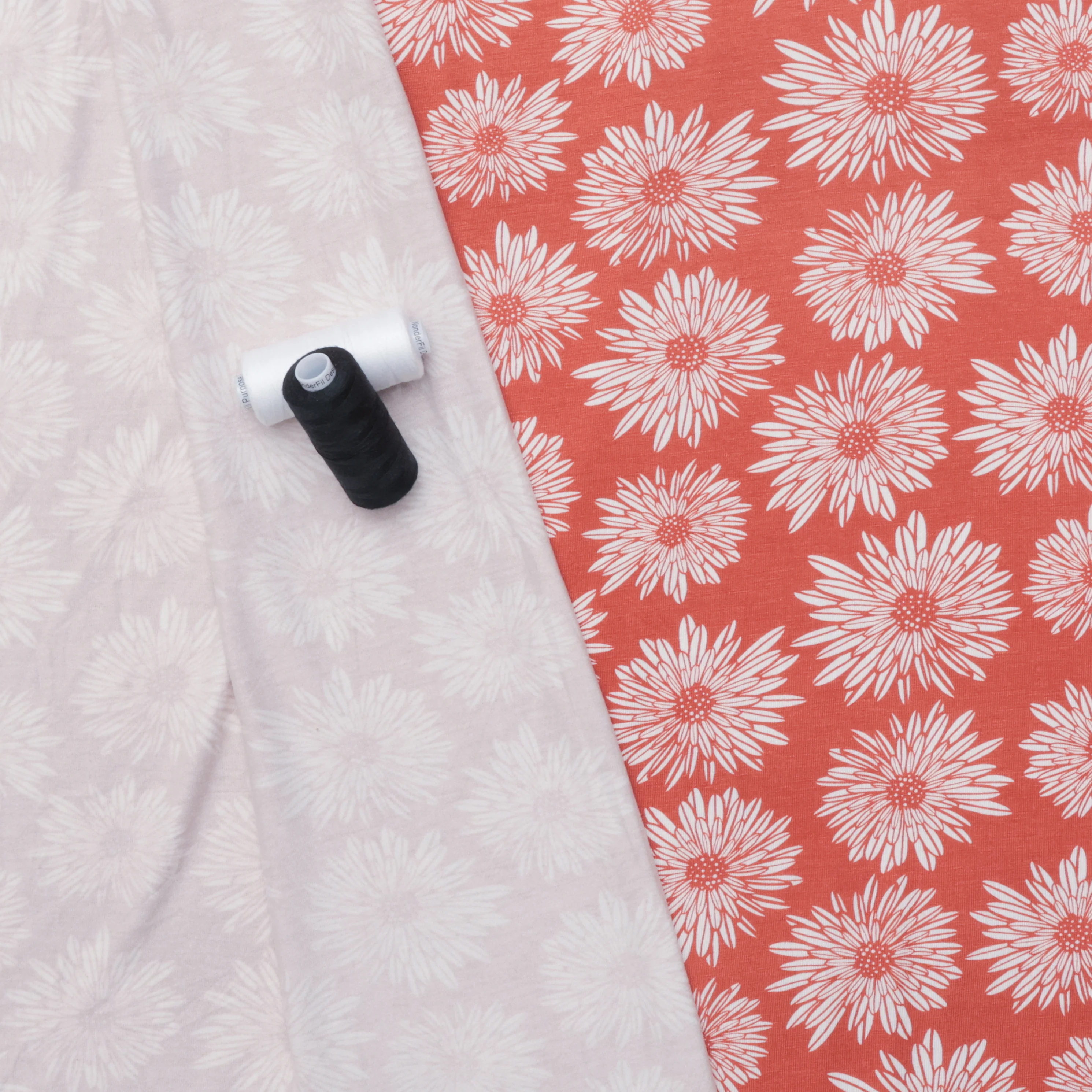 Rayon - Jersey - Dhalias - Rust - Image 3