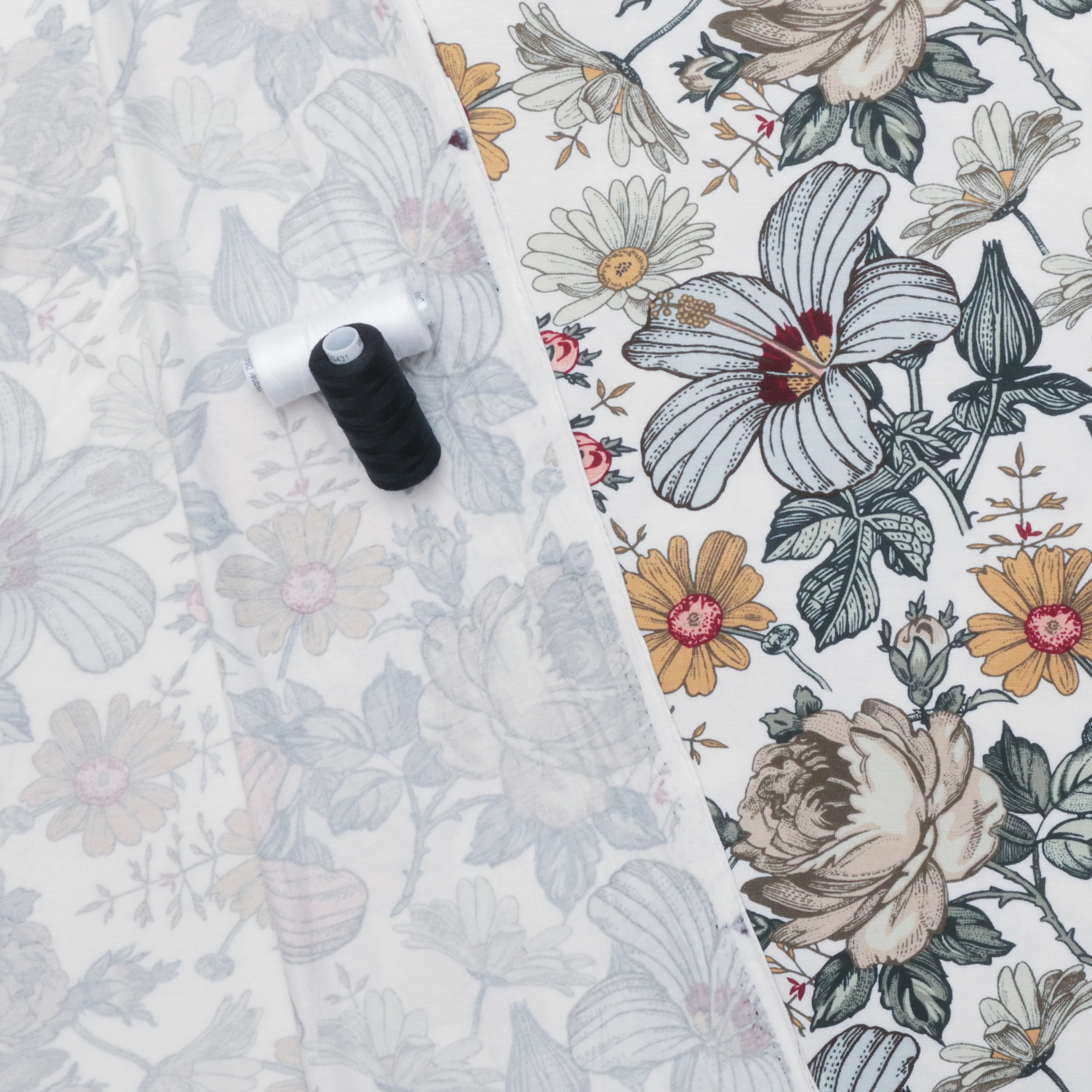 Rayon - Jersey - Floral - Off White Multi - Image 3