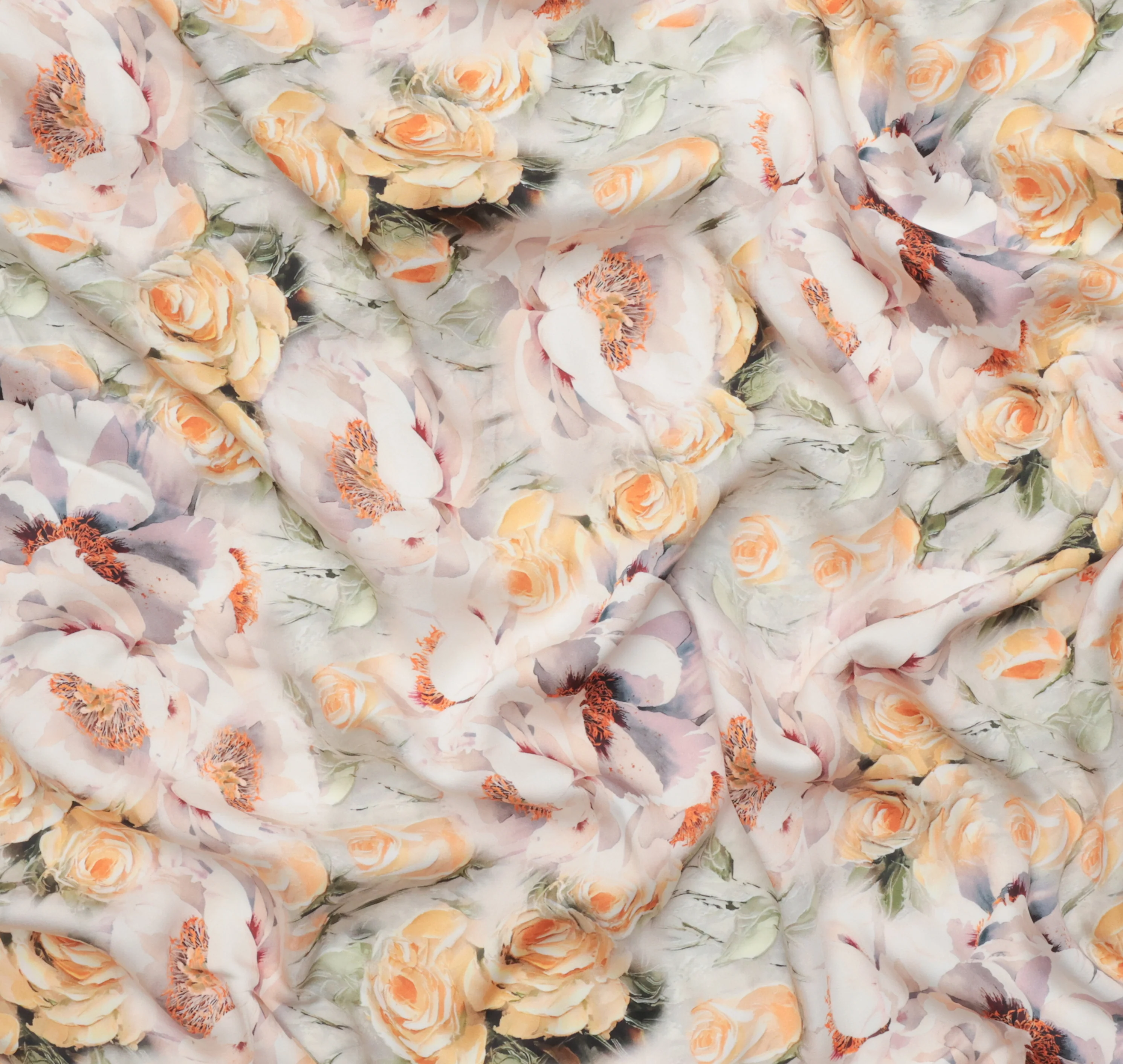 Rayon - Romi Satin - Digital Print - Yellow Multi