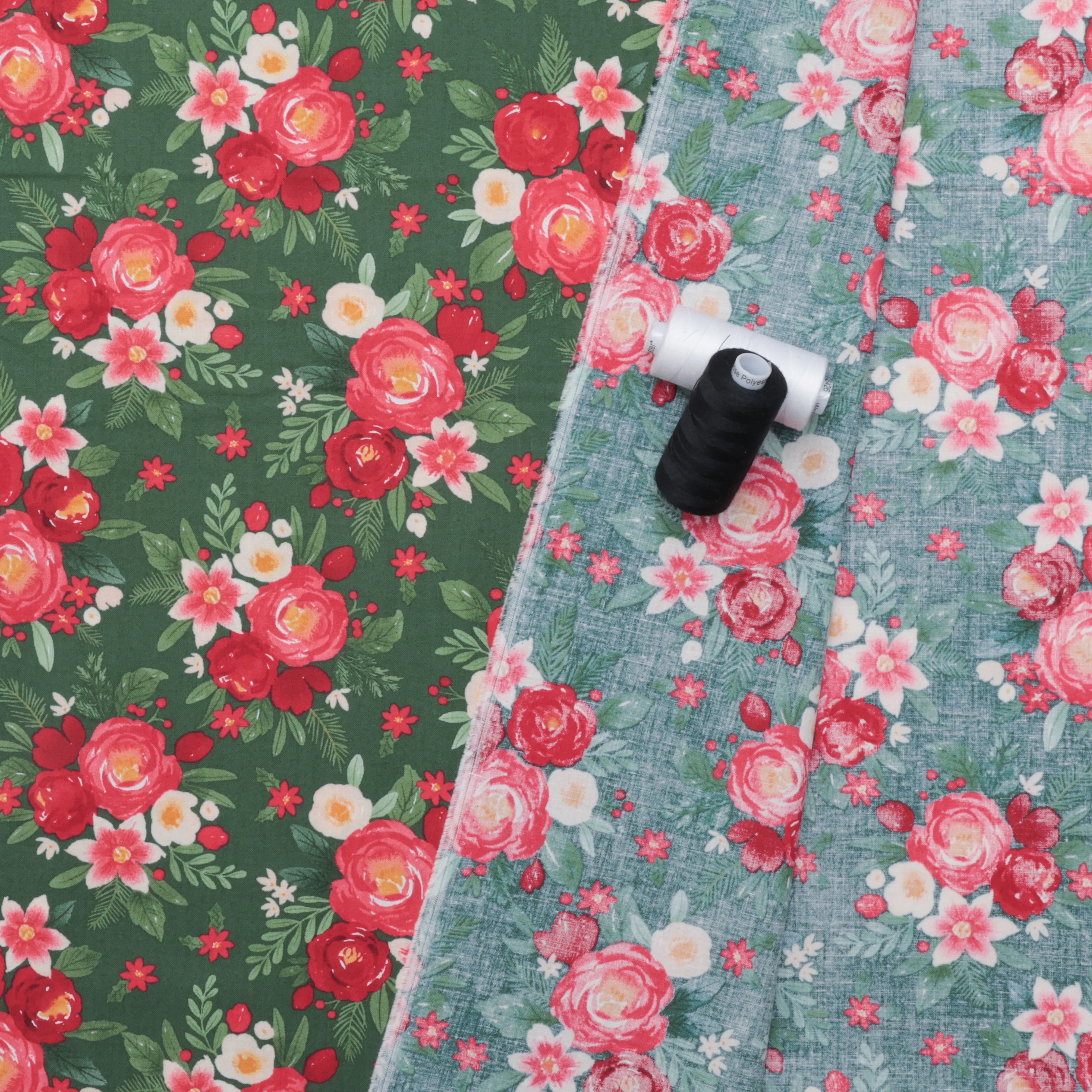 Riley Blake - Cotton - Charming Christmas - Flowers - Green - Image 3