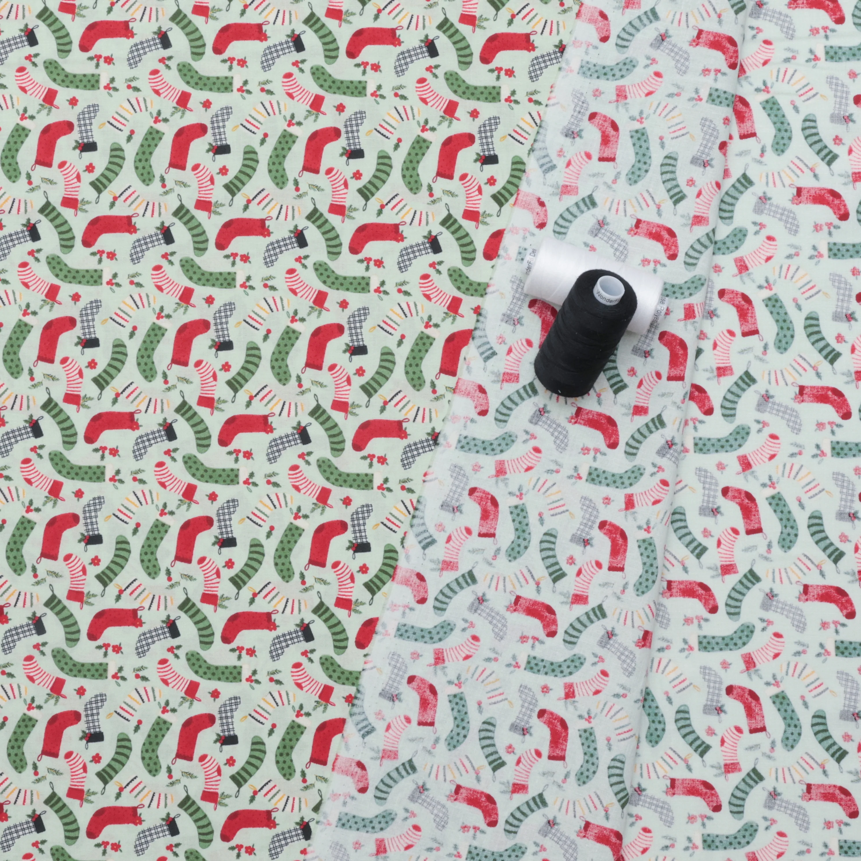 Riley Blake - Cotton - Charming Christmas - Stockings - Mint - Image 3