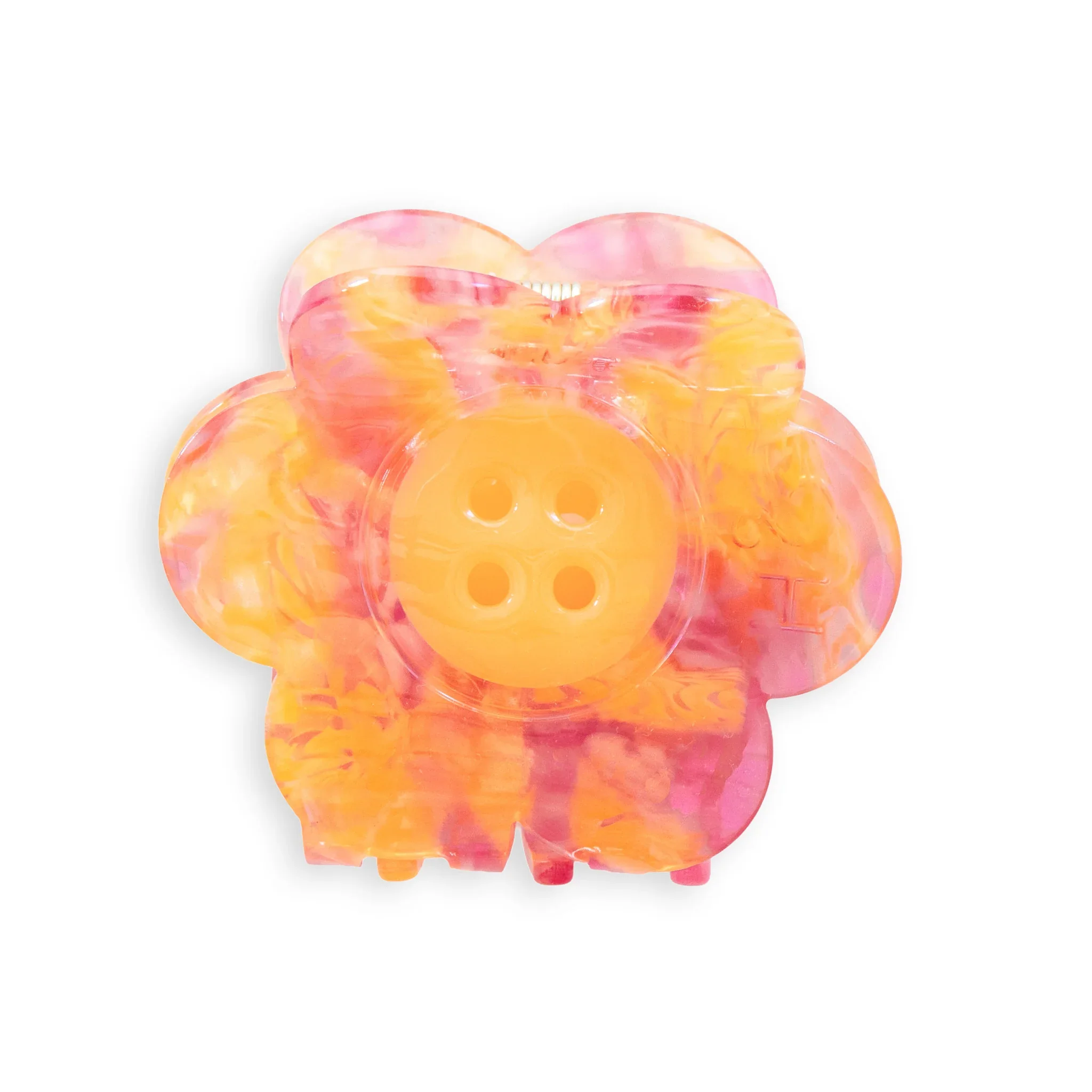 Sarah Hearts - Hair Claw Clip - Daisy Button Pink and Yellow - Image 4