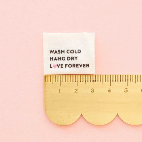 Sarah Hearts - Sewing Labels - Wash Cold Hang Dry Organic Cotton - Image 3