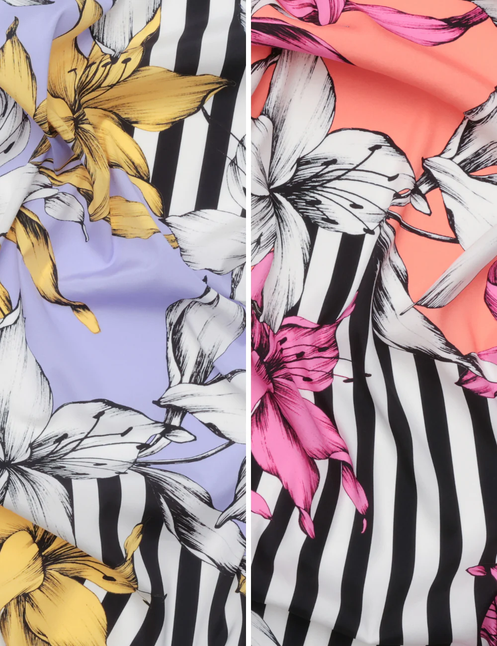 Silk - Designer Stretch Print - Floral Stripe - Assorted