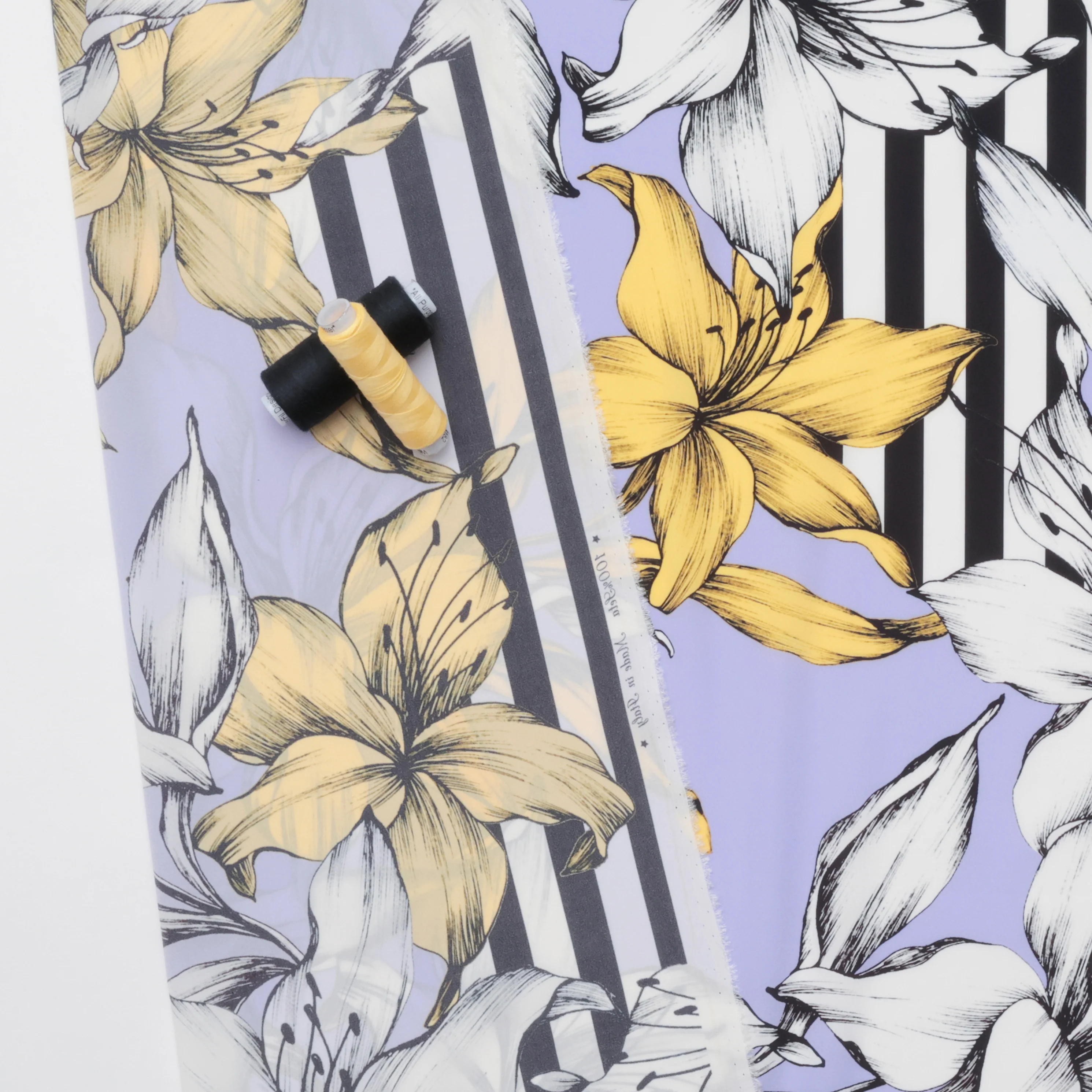 Silk - Designer Stretch Print - Floral Stripe - Assorted - Image 2