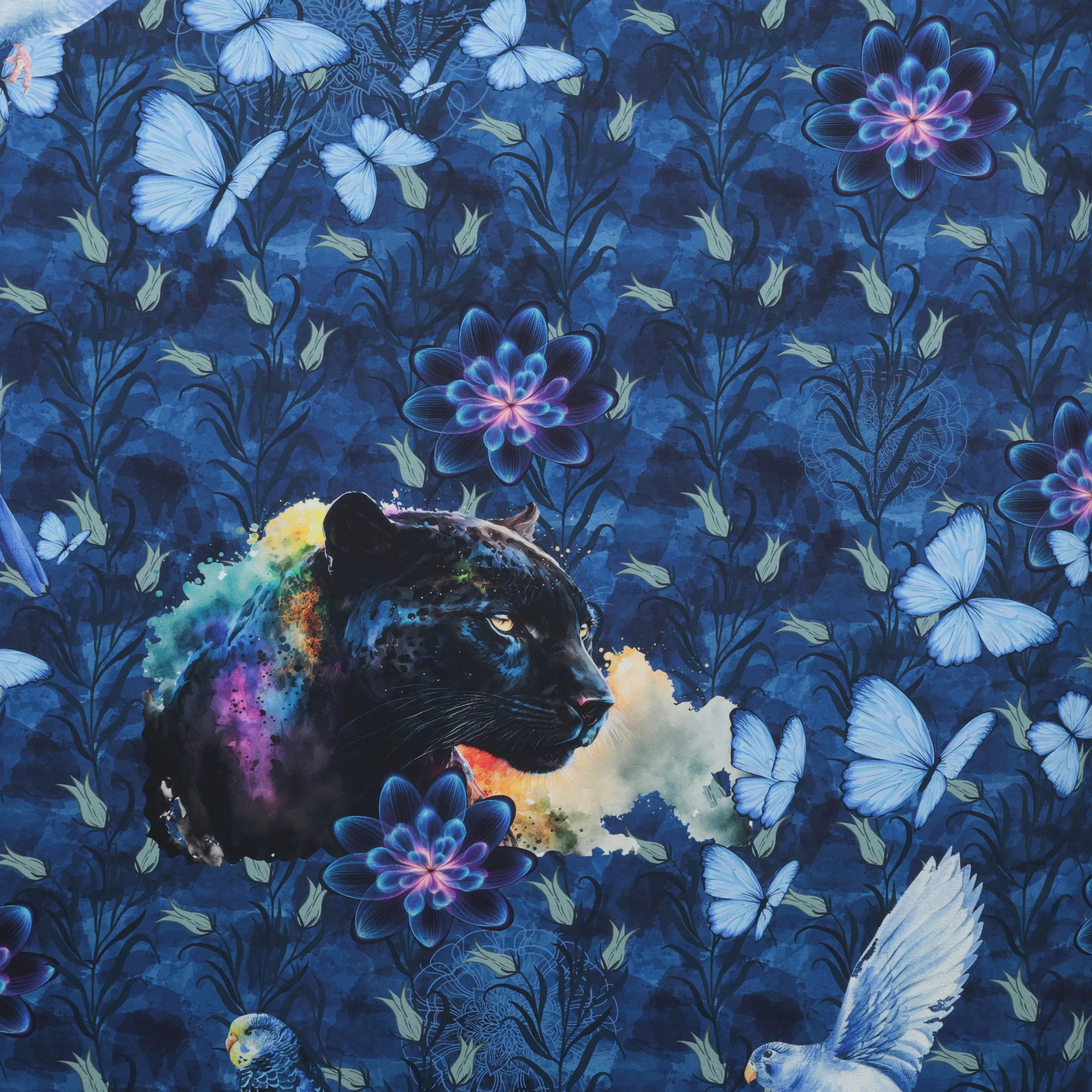 Stof - Cotton - Avalana - Jersey - Lotus Flower Panther - Image 2
