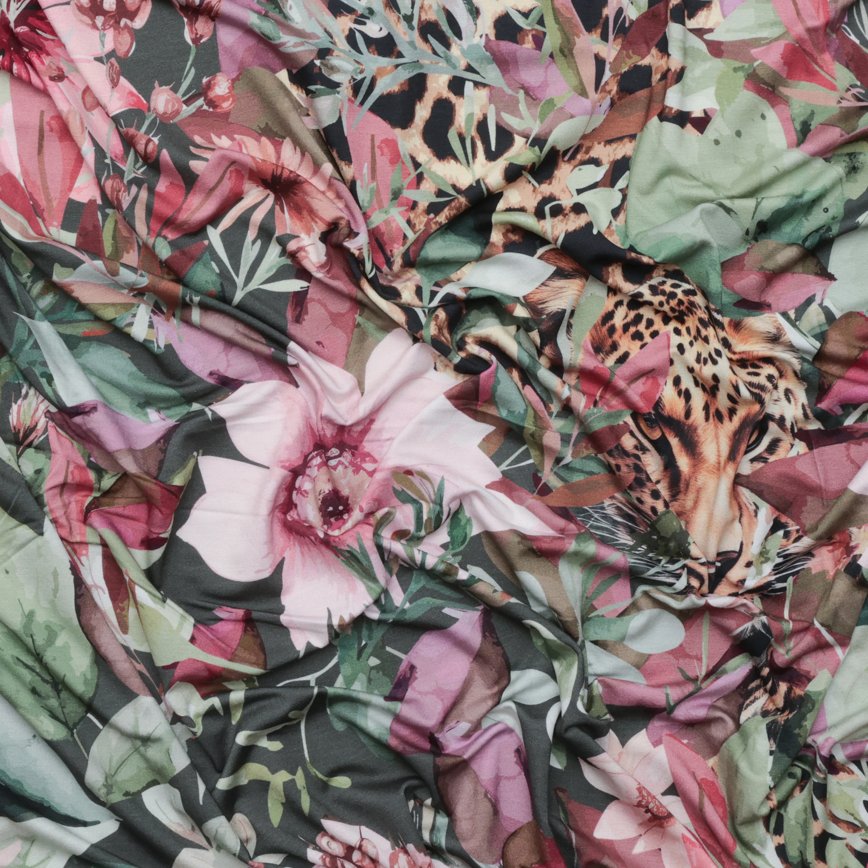 Stof - Viscose - Avalana - Jersey - Floral - Pink Green