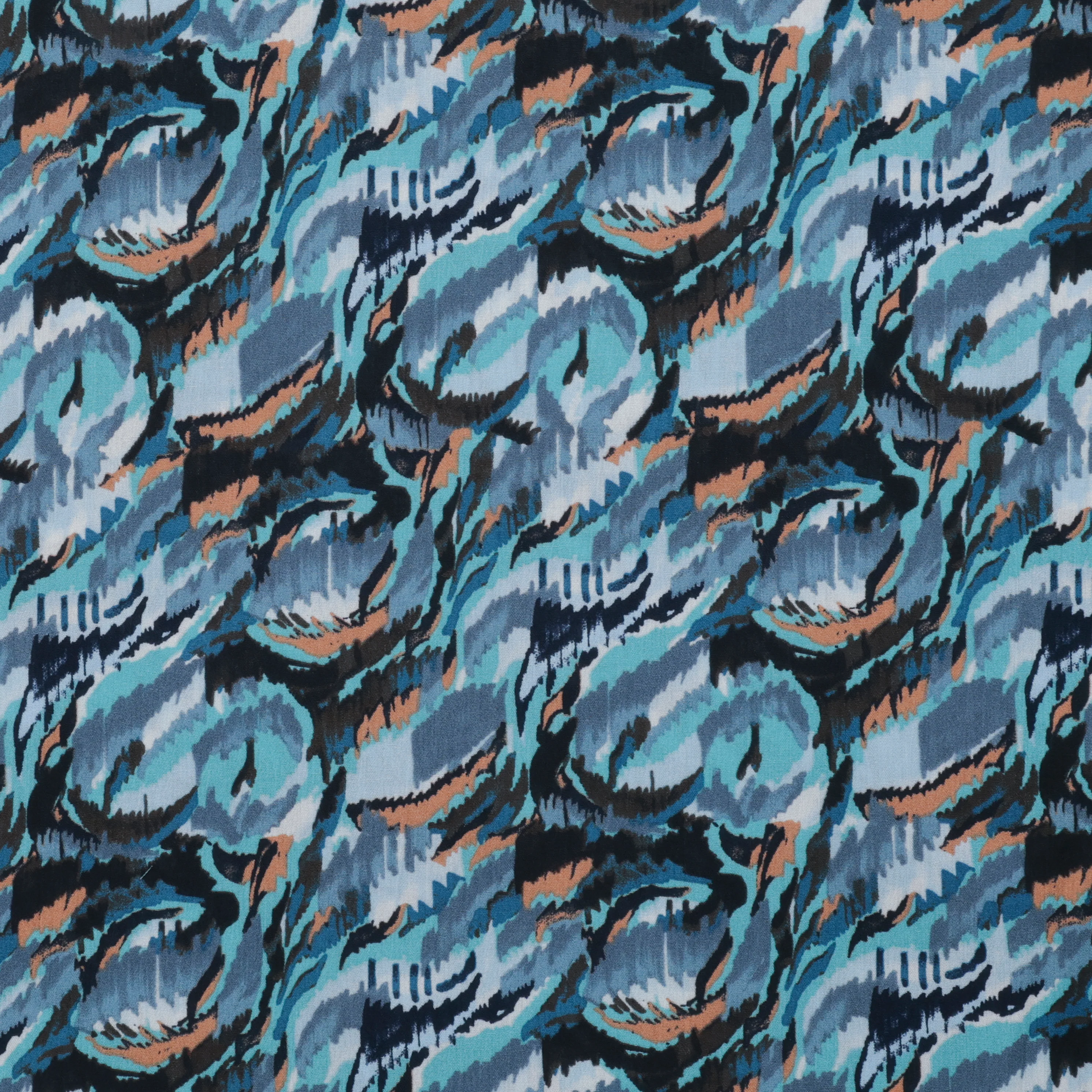 Viscose - Crinkle Print - Blue Brown - Image 2