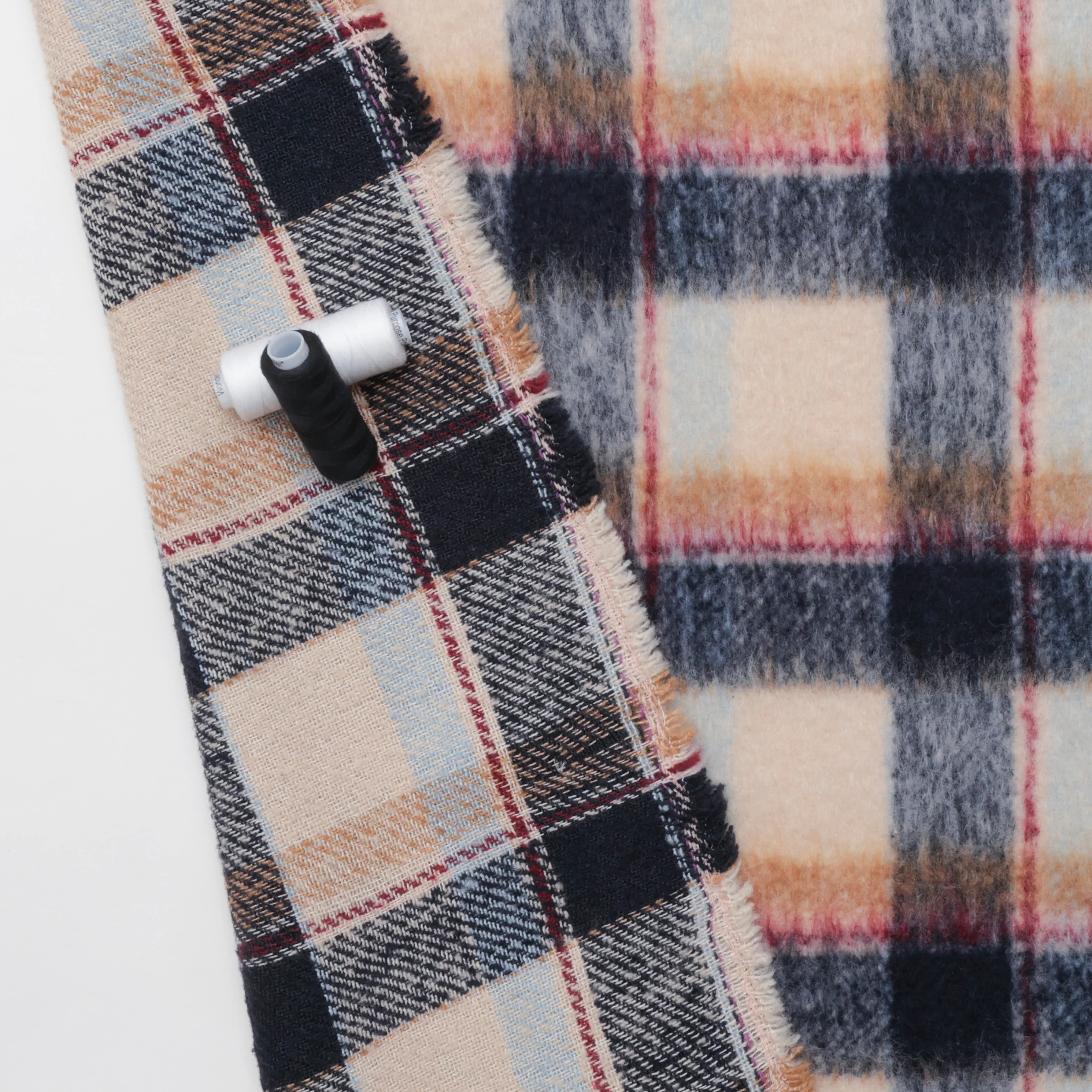 Wool Blend - Coating - Brushed Tweed - Navy Off White - Image 3