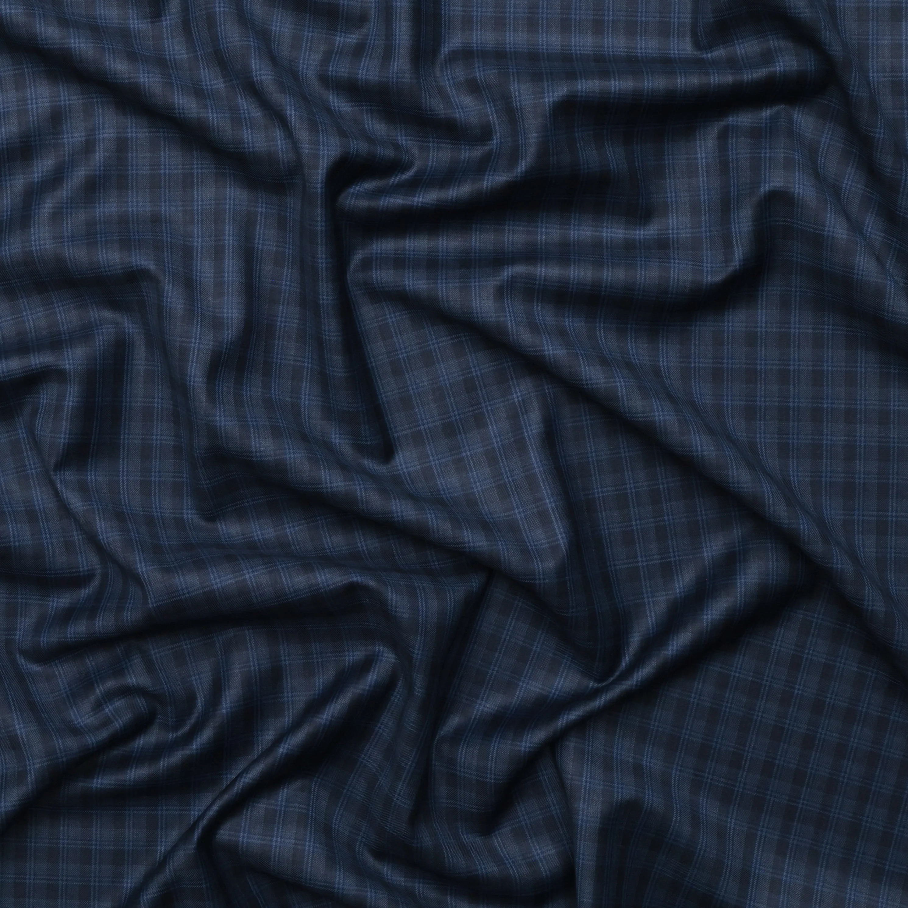 Wool Cashmere - Suiting - Plaid - Blue Grey