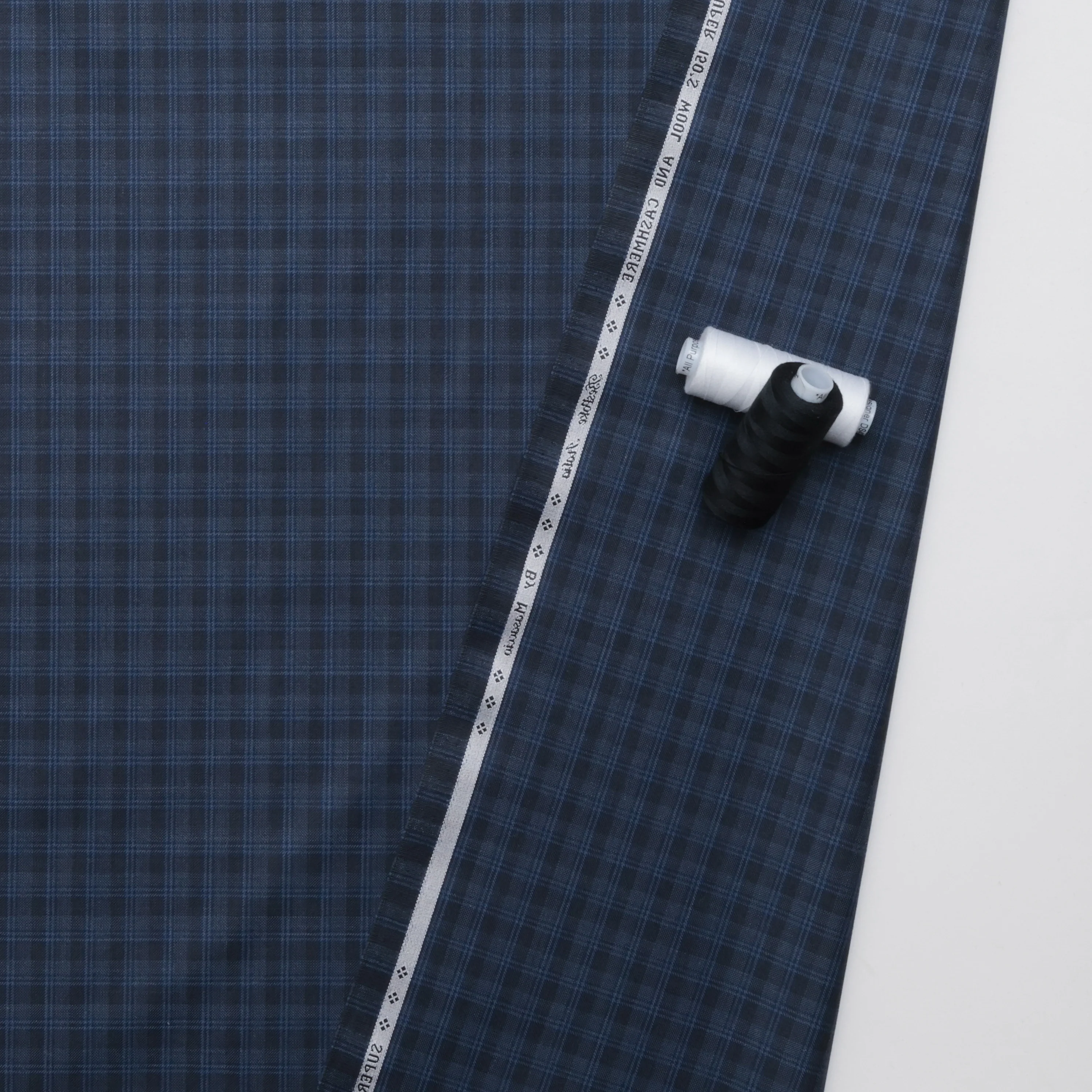 Wool Cashmere - Suiting - Plaid - Blue Grey - Image 3