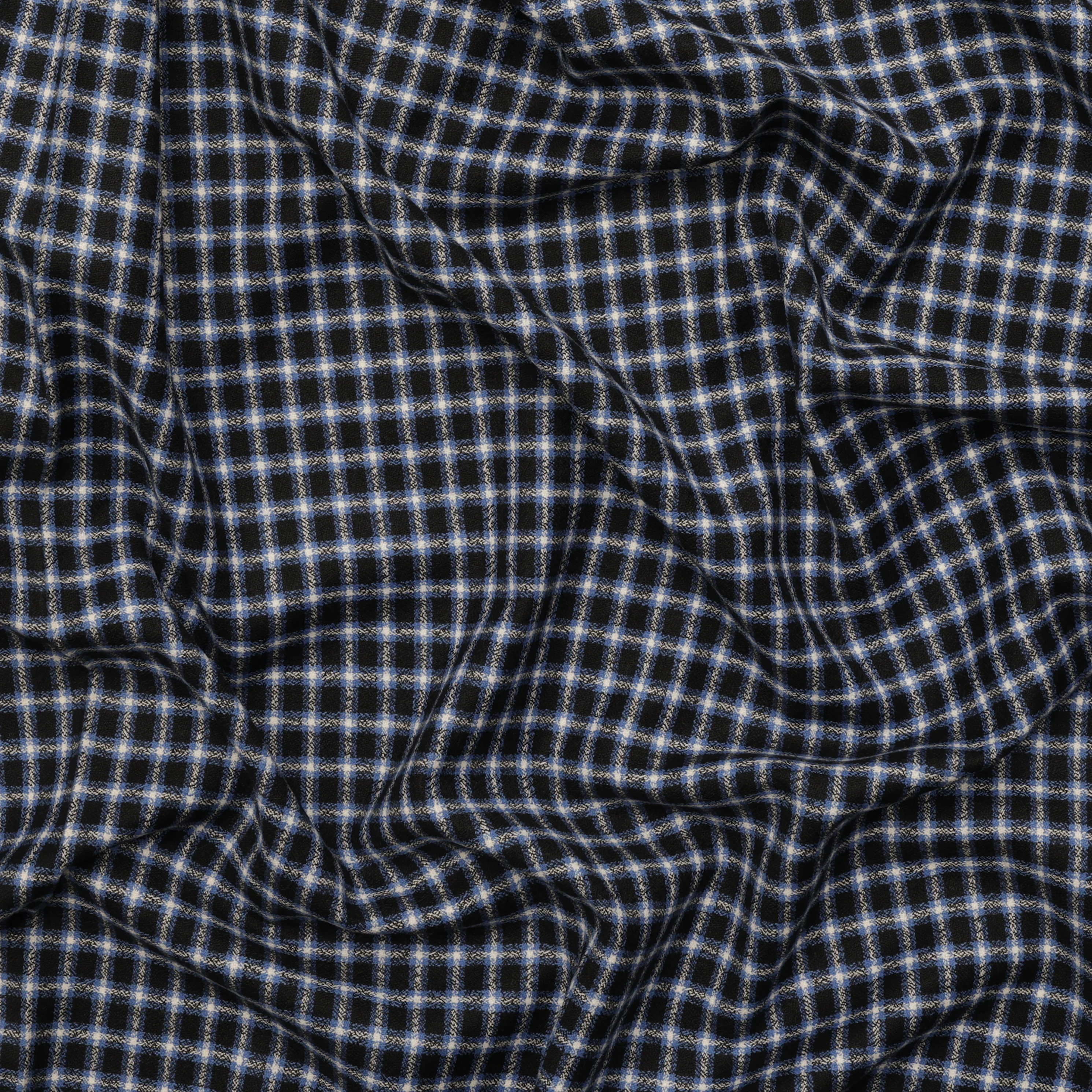 Wool - Suiting - Plaid - Blue Black White