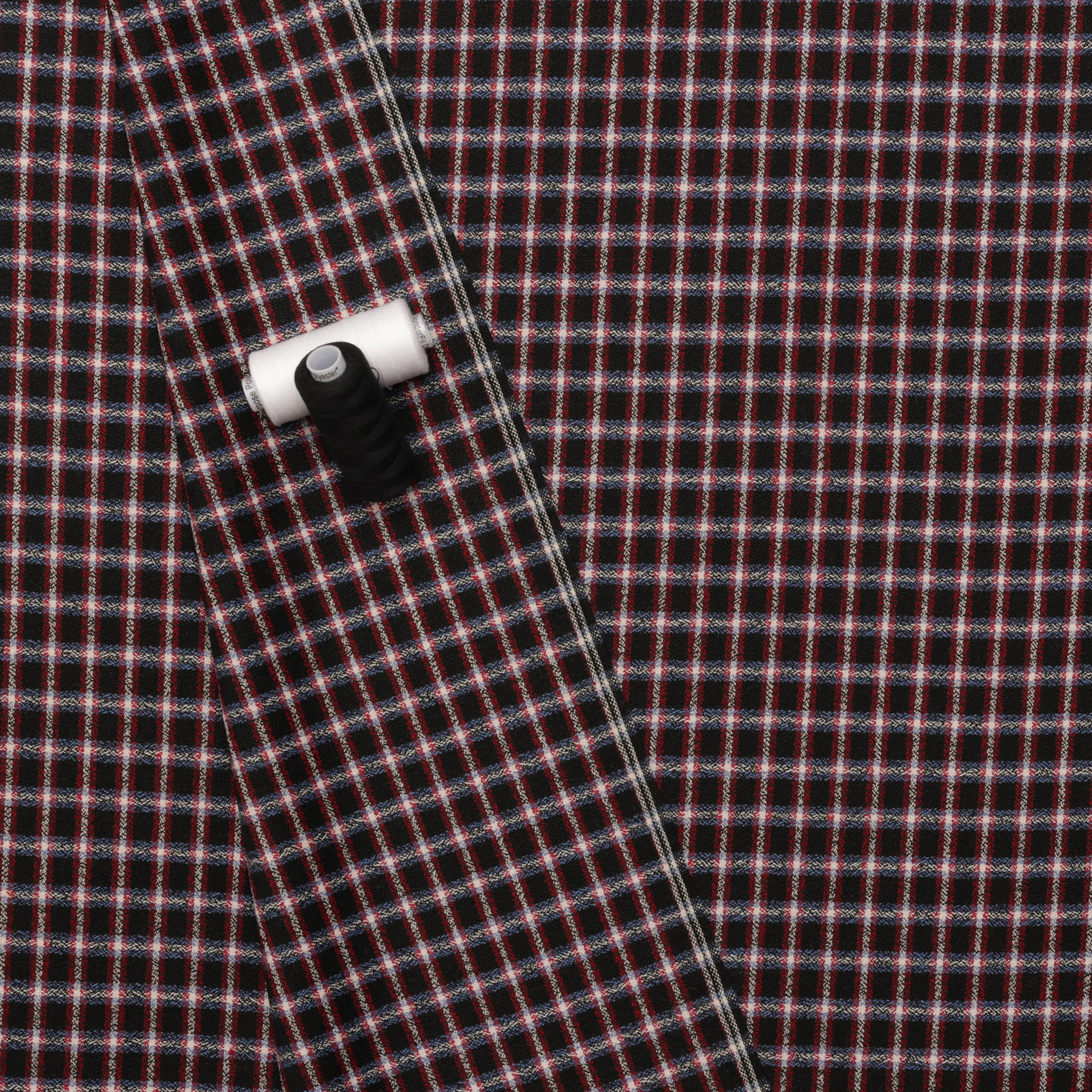 Wool - Suiting - Plaid - Navy Red Blue - Image 3